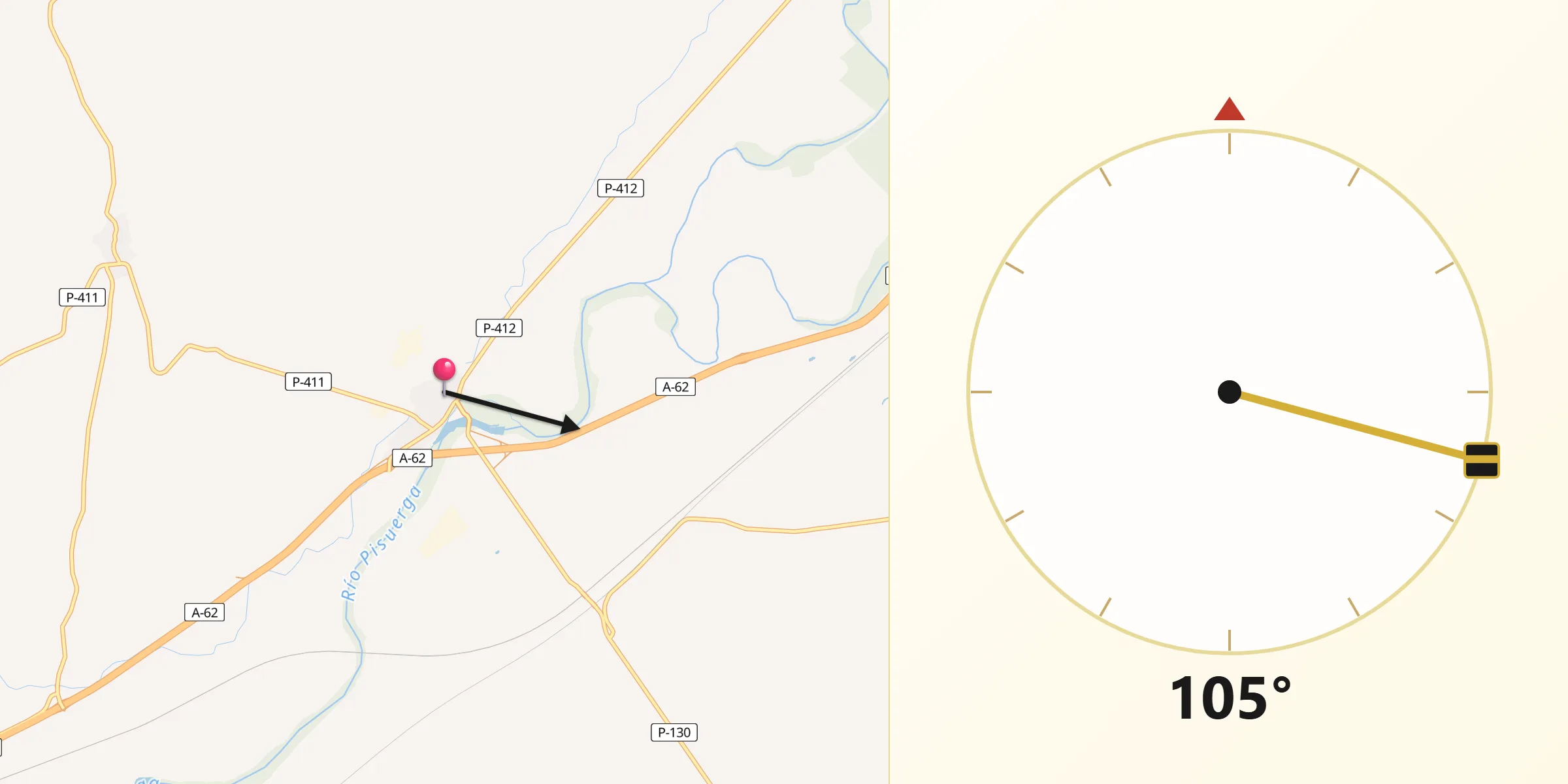 Dirección de la Qibla desde Torquemada