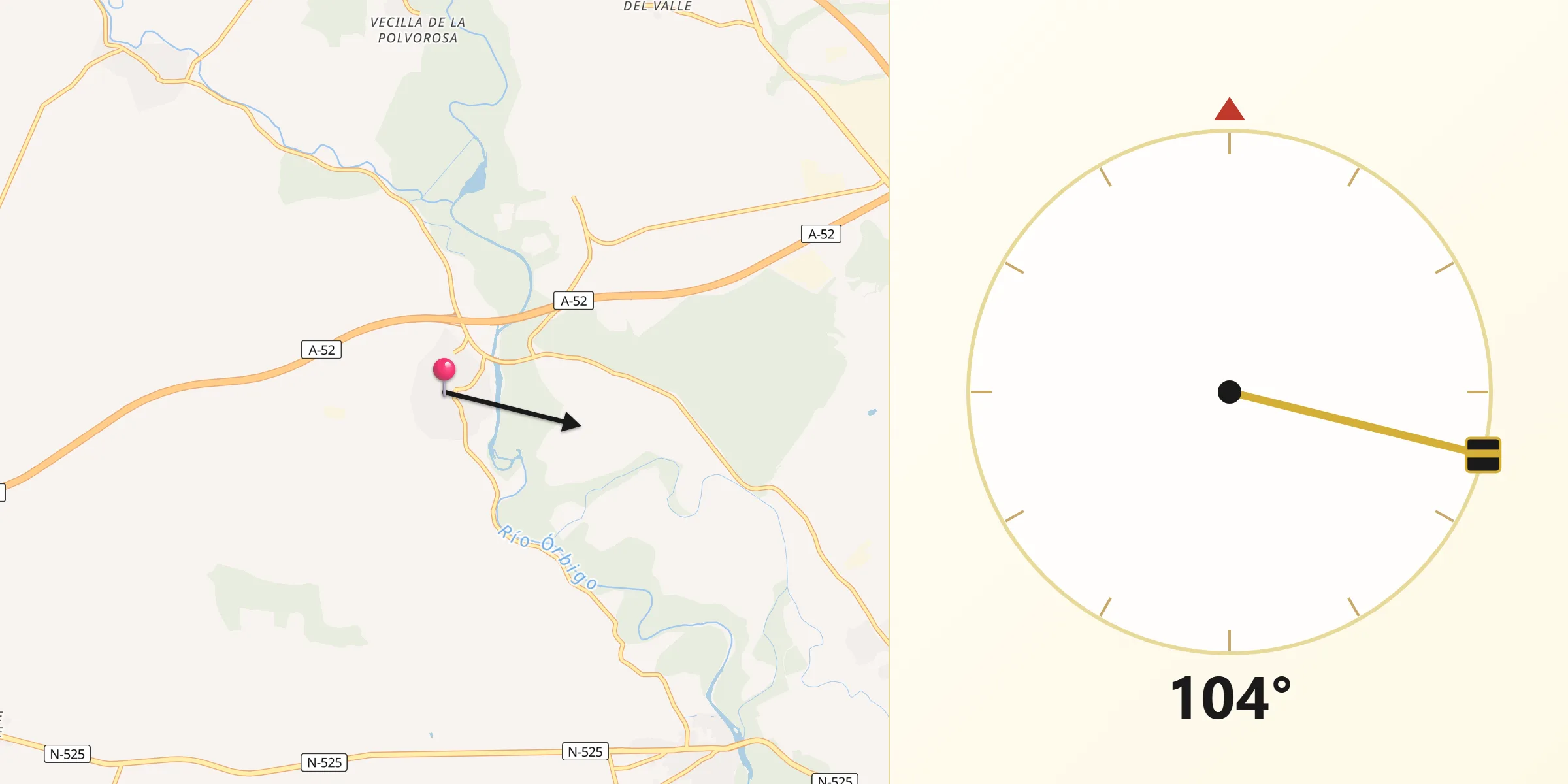 Dirección de la Qibla desde Manganeses de la Polvorosa