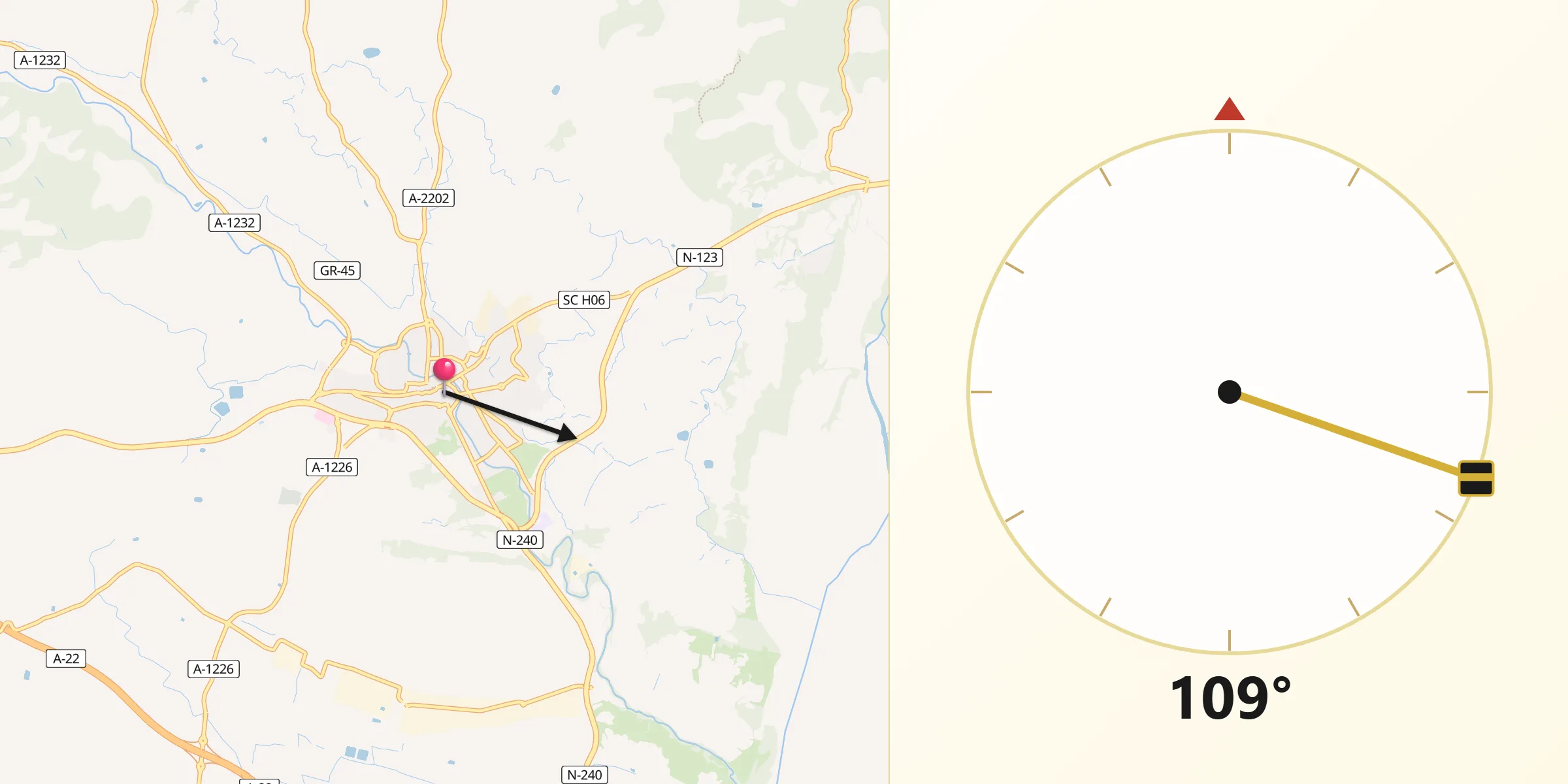 Dirección de la Qibla desde Barbastro
