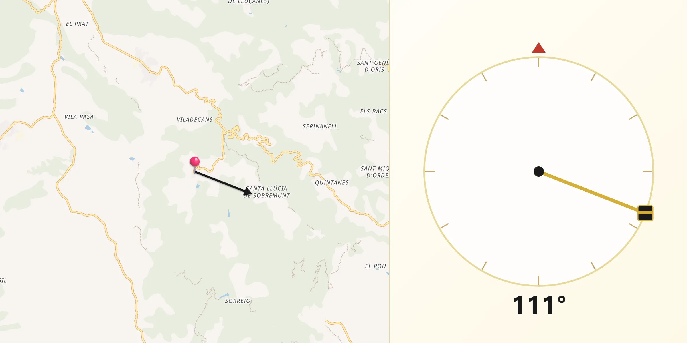 Dirección de la Qibla desde Sobremunt