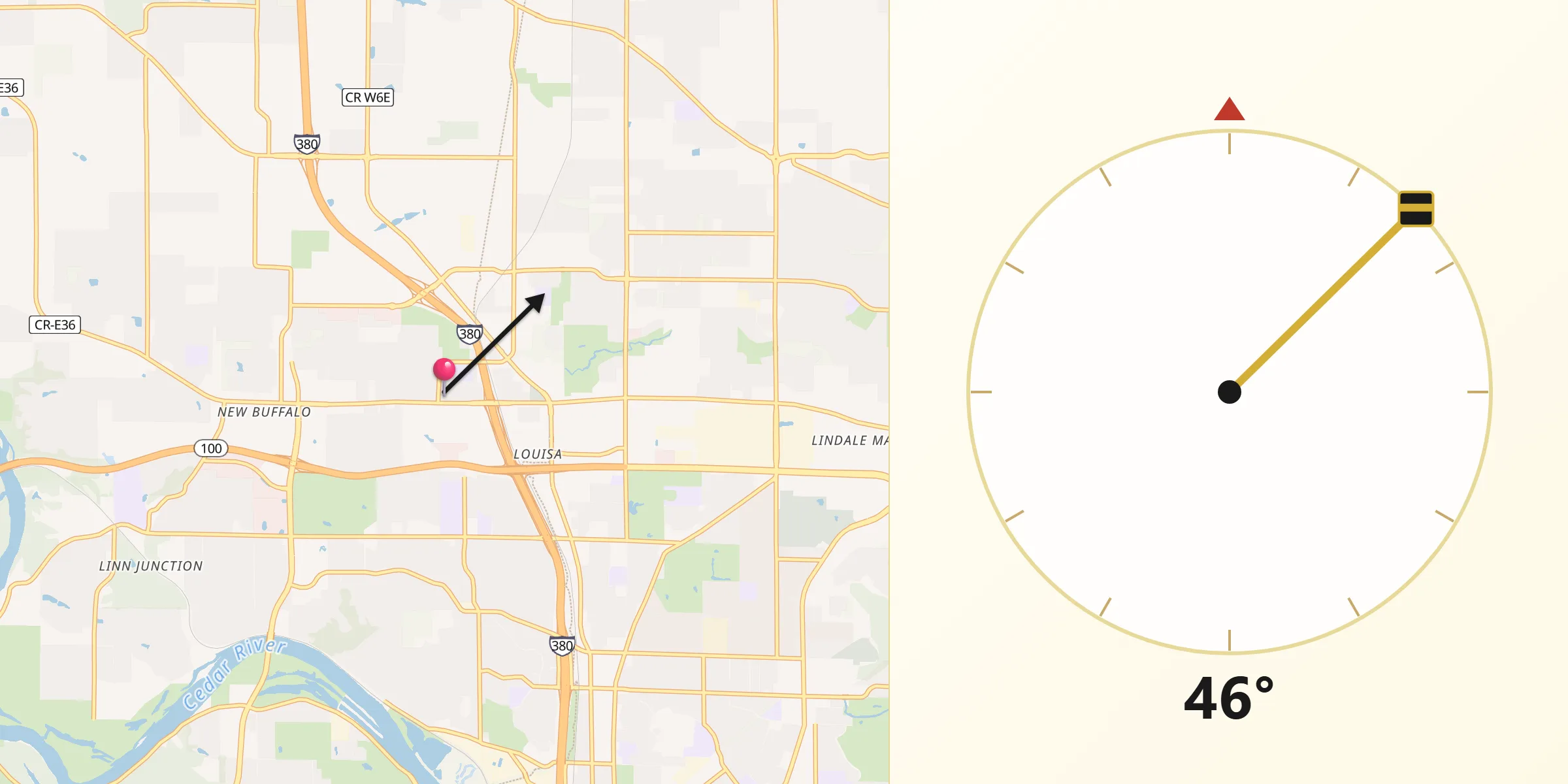 Qibla Direction from Hiawatha