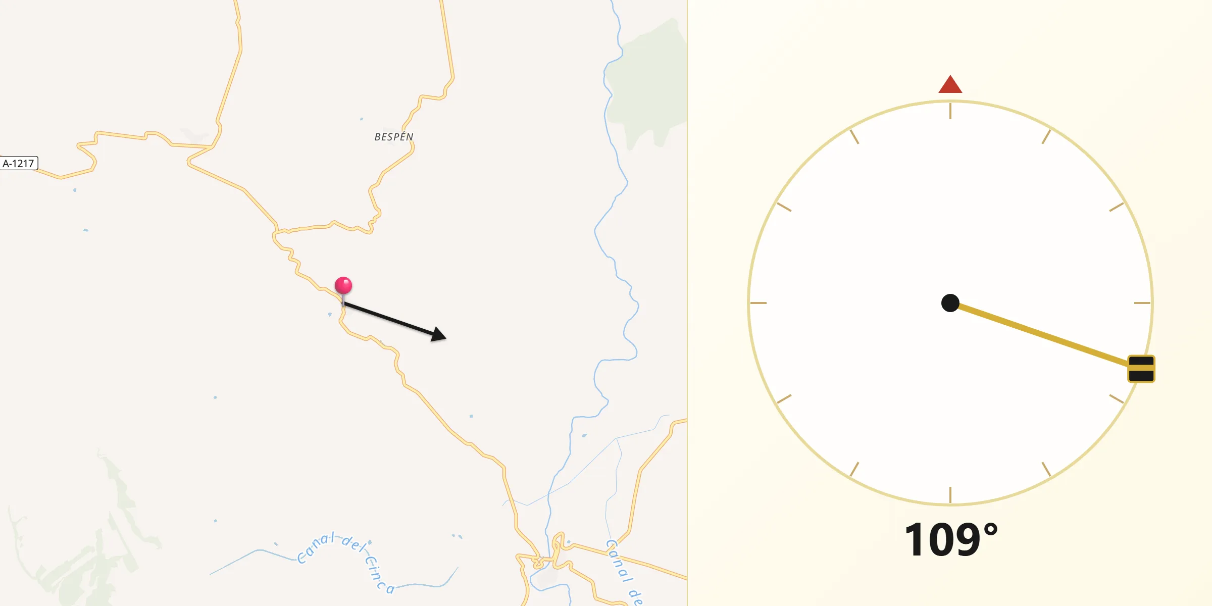Dirección de la Qibla desde Antillón