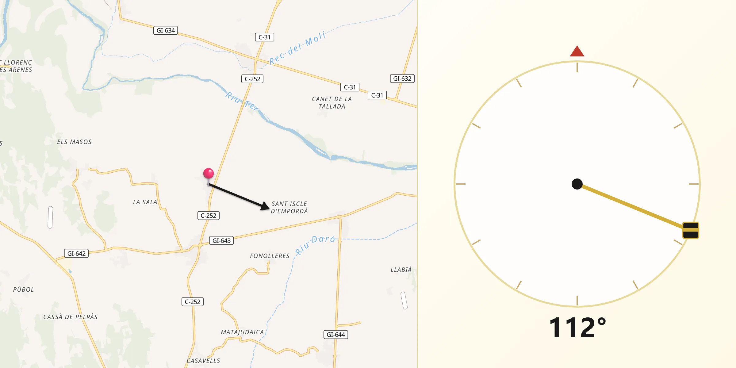 Dirección de la Qibla desde Ultramort