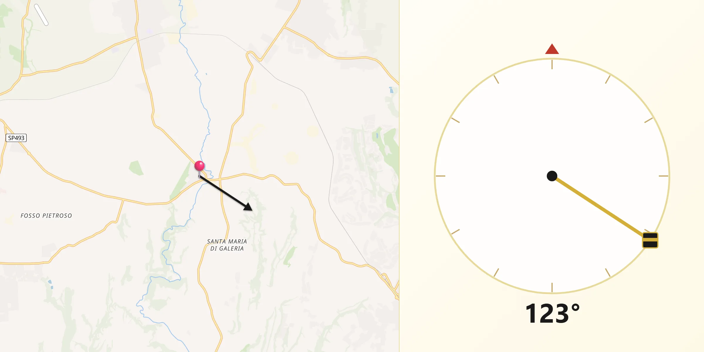 Direzione della Qibla da Osteria Nuova
