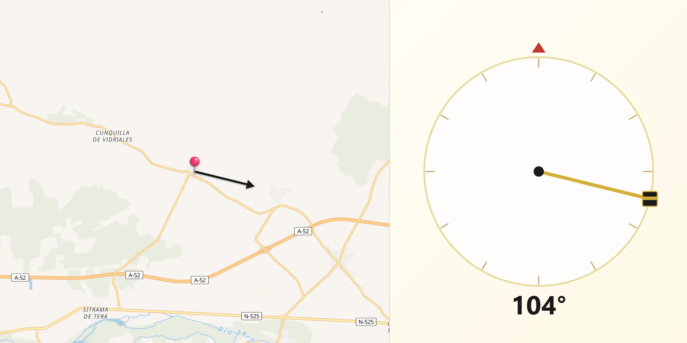 Dirección de la Qibla desde Brime de Urz