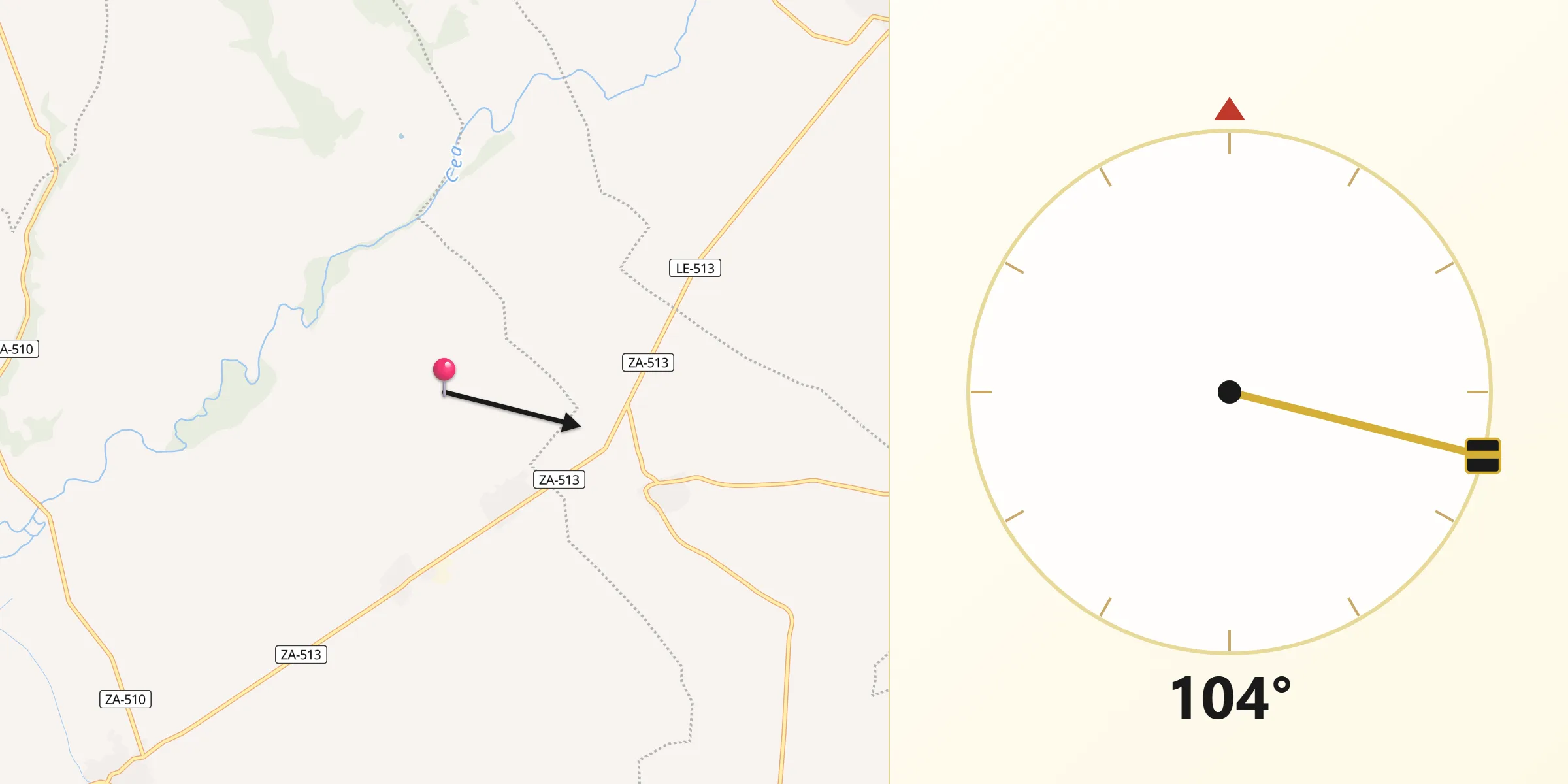 Dirección de la Qibla desde San Miguel del Valle