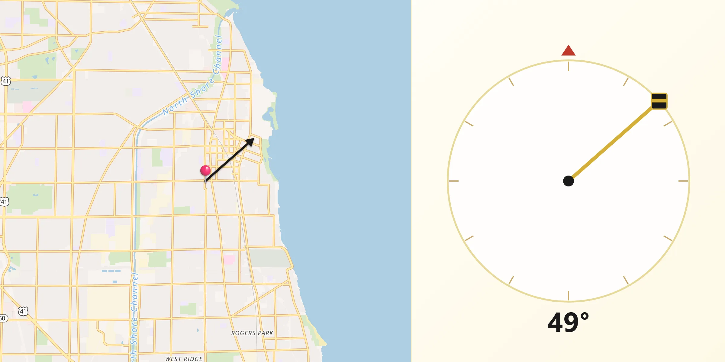 Qibla Direction from Evanston