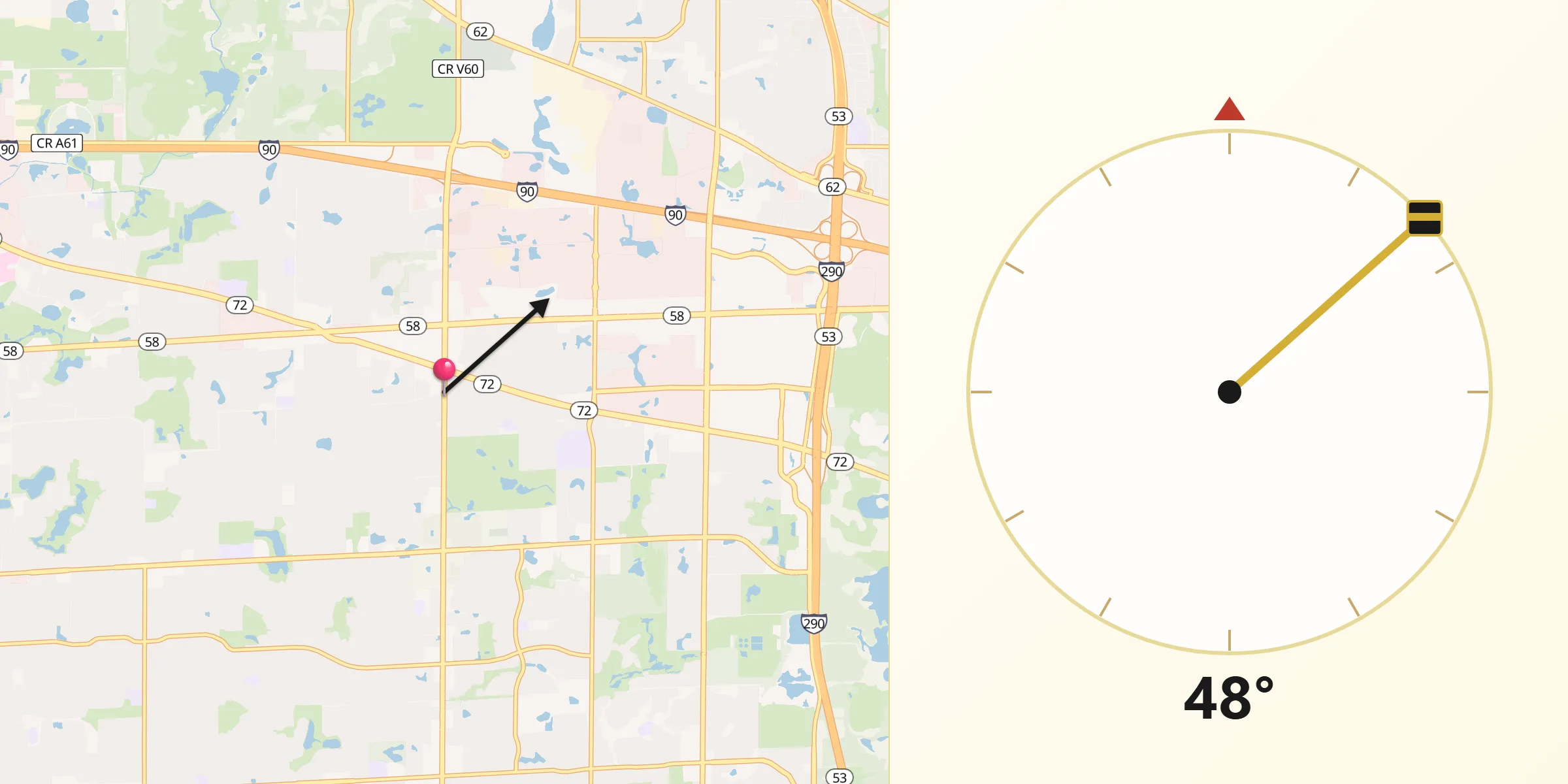 Qibla Direction from Hoffman Estates