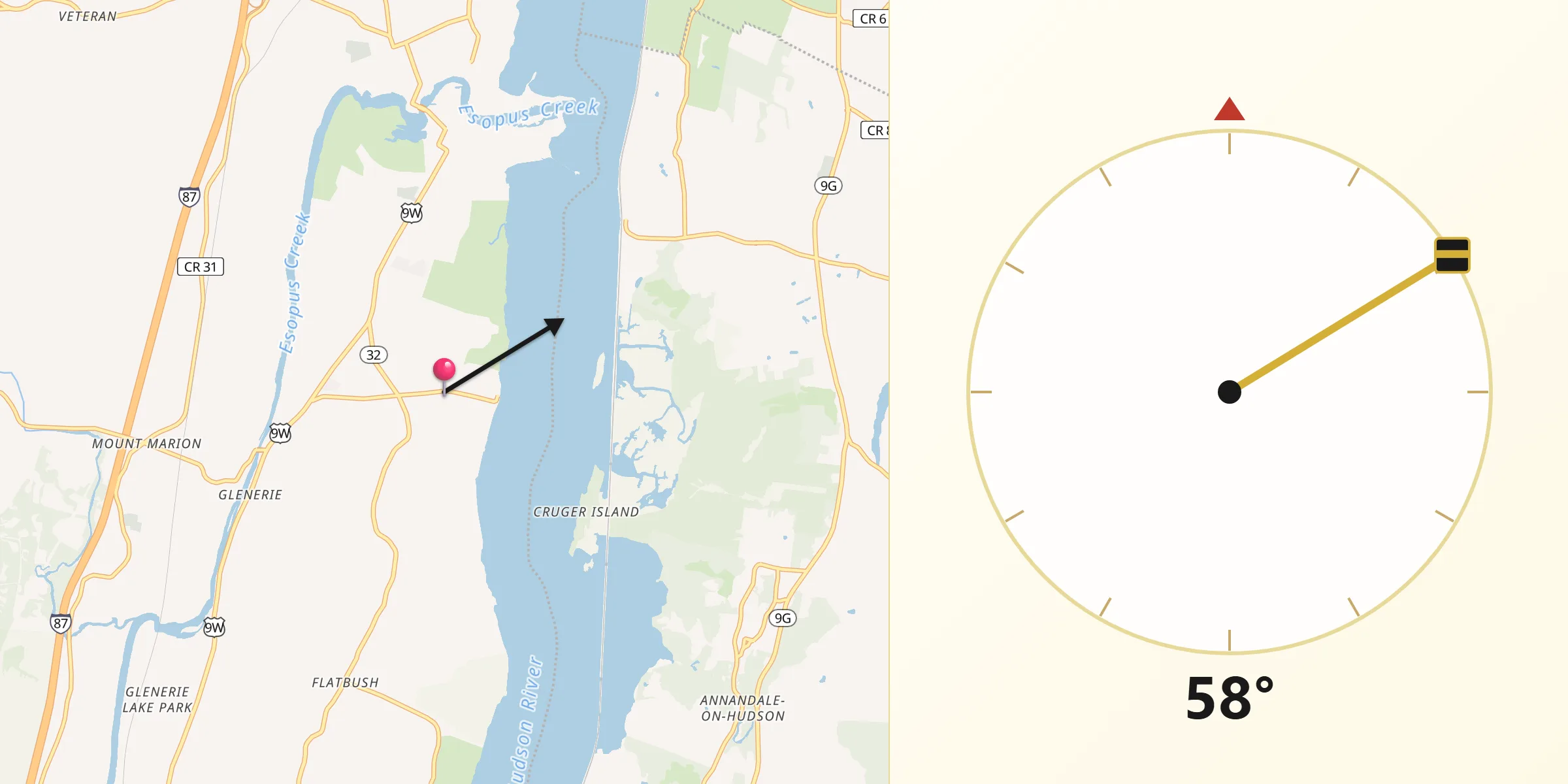 Qibla Direction from Glasco