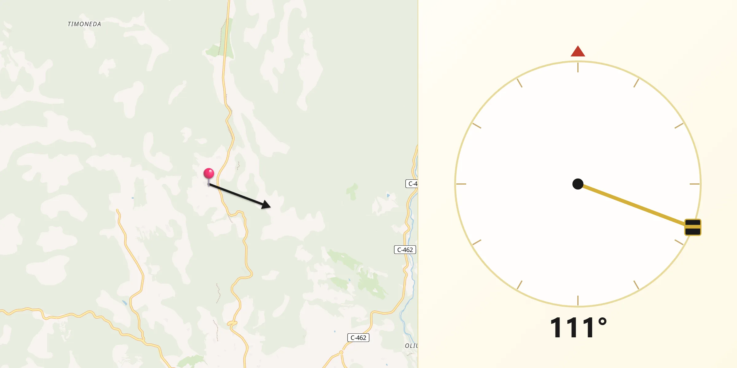 Dirección de la Qibla desde Lladurs