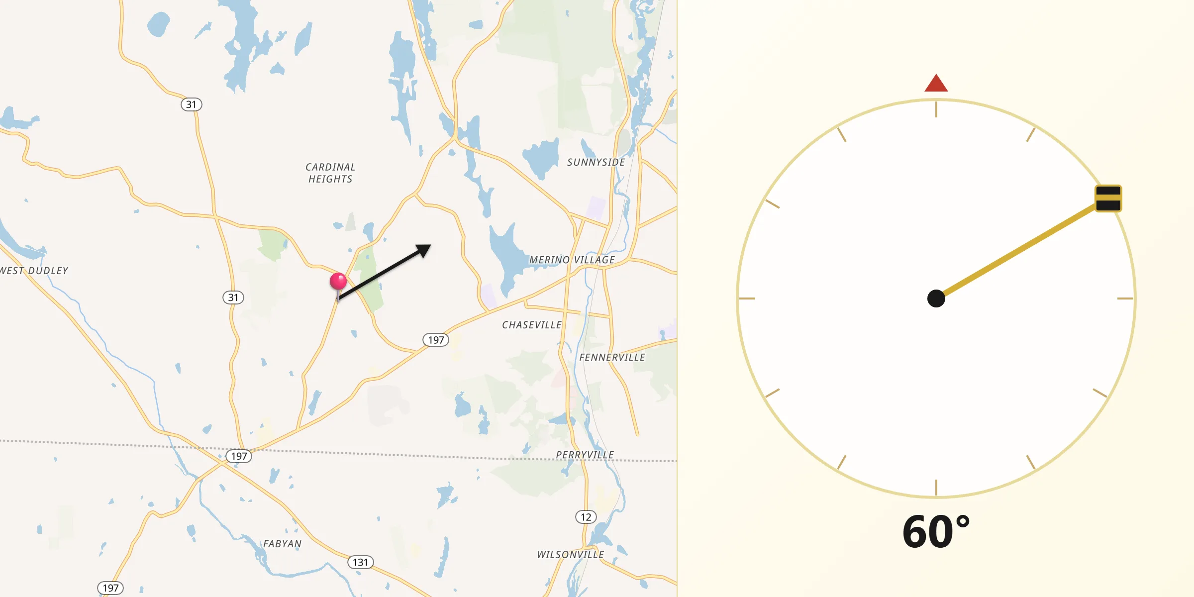 Qibla Direction from Dudley