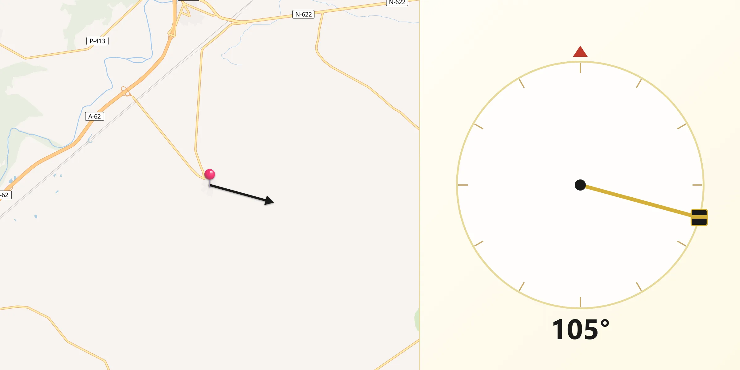 Dirección de la Qibla desde Herrera de Valdecañas