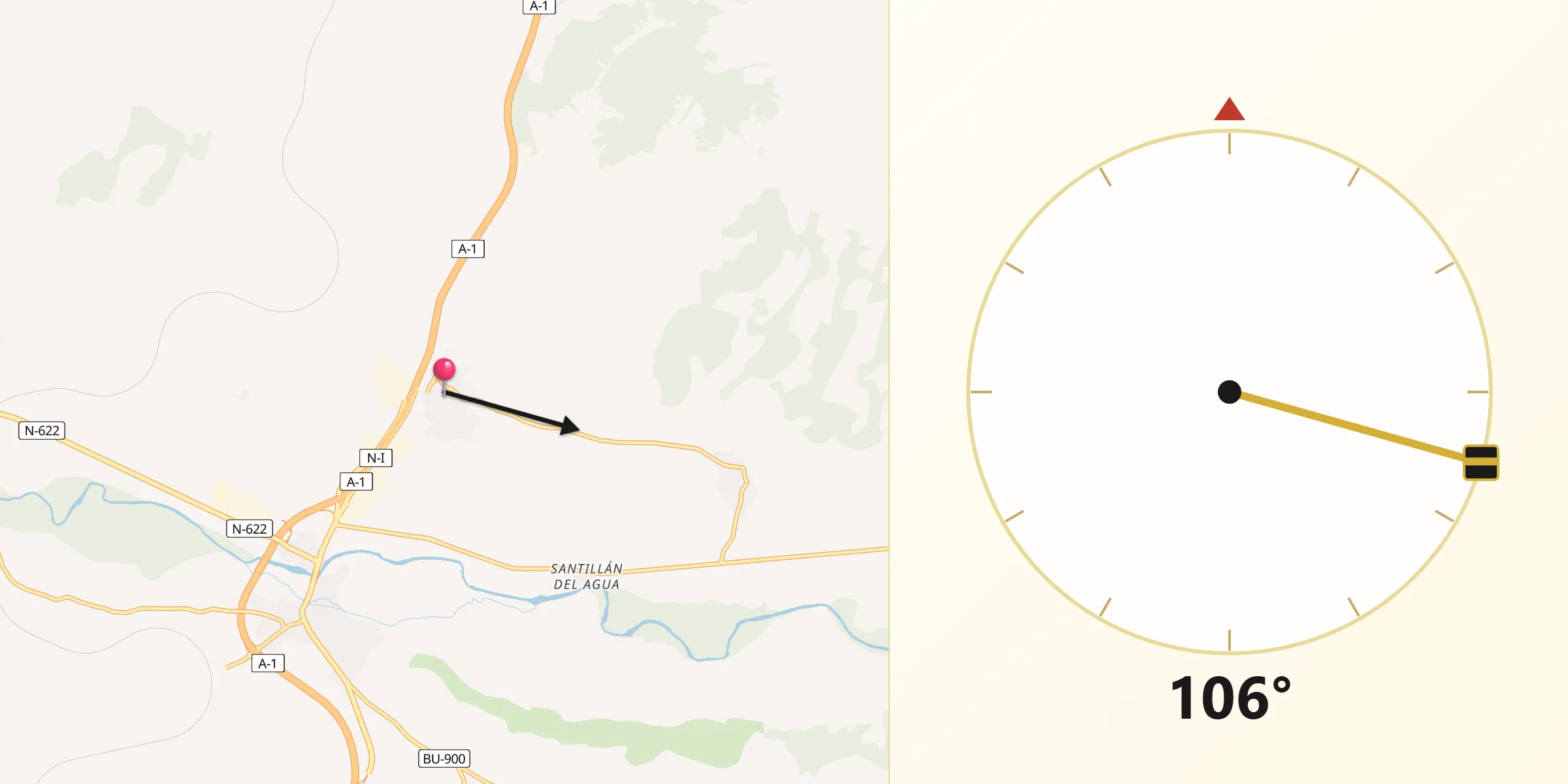 Dirección de la Qibla desde Villalmanzo