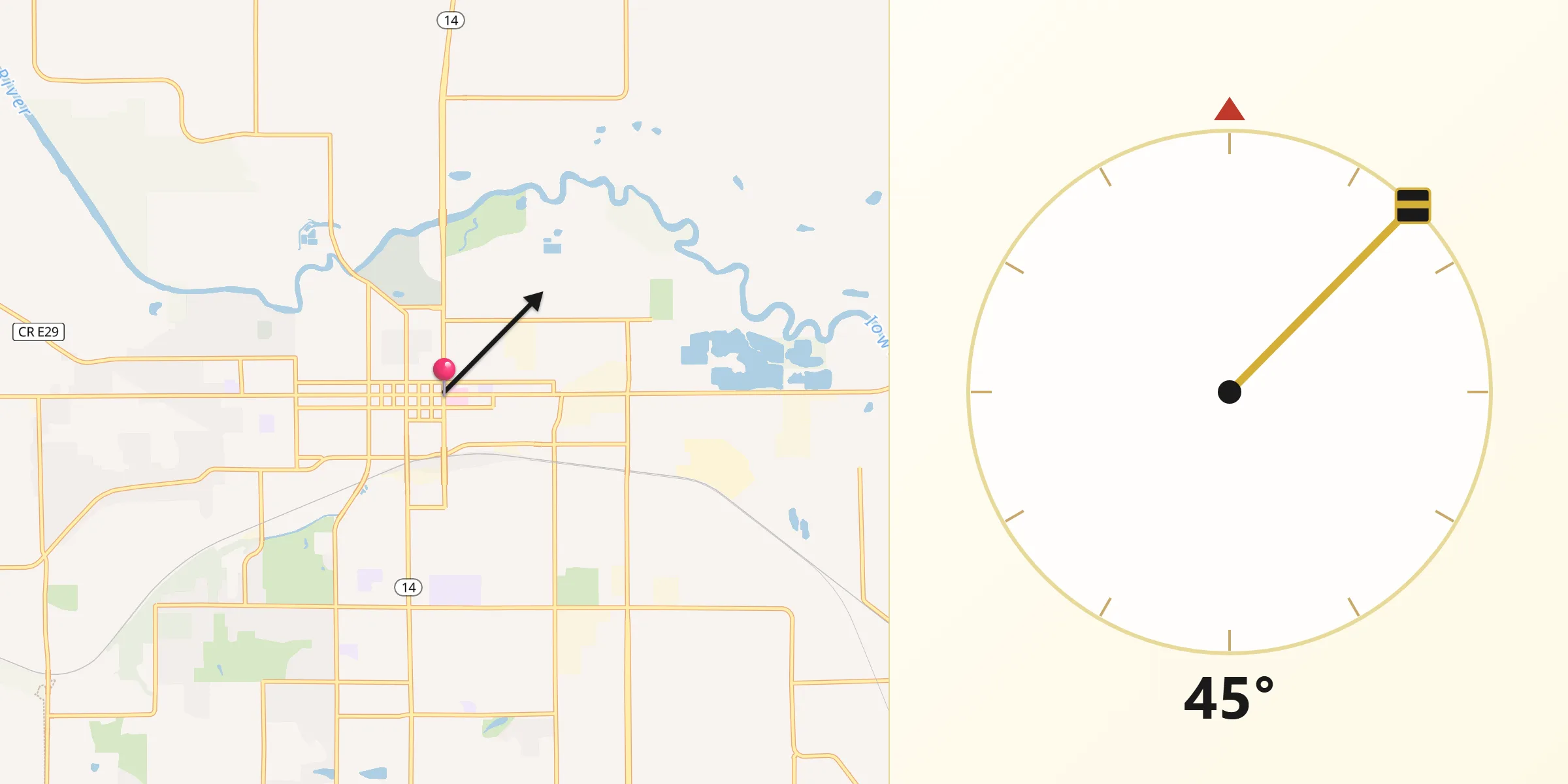 Qibla Direction from Marshalltown