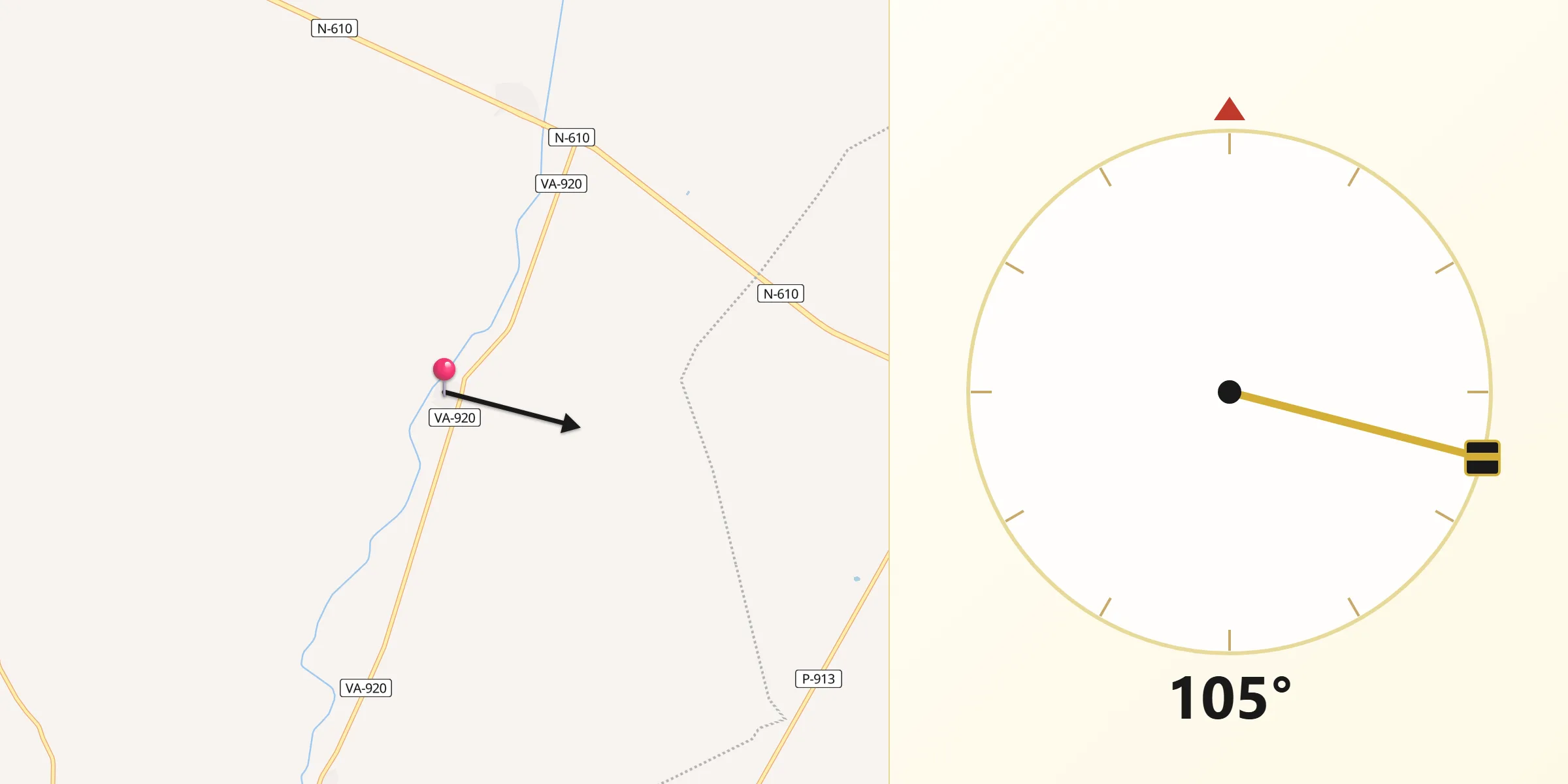 Dirección de la Qibla desde Gatón de Campos
