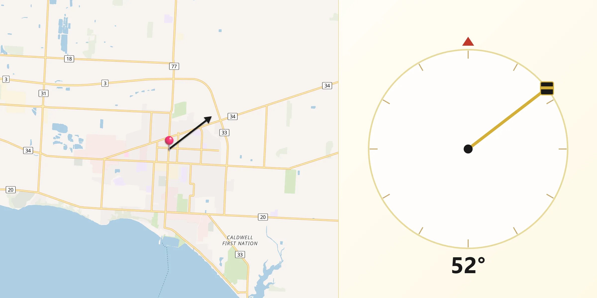Qibla Direction from Leamington