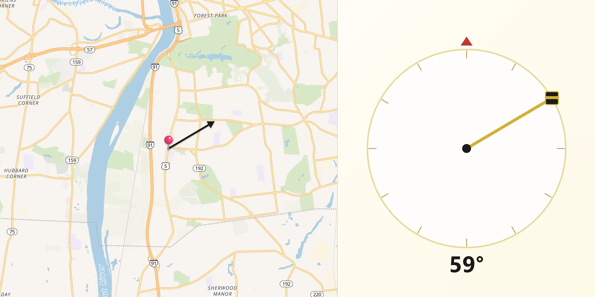 Qibla Direction from Longmeadow