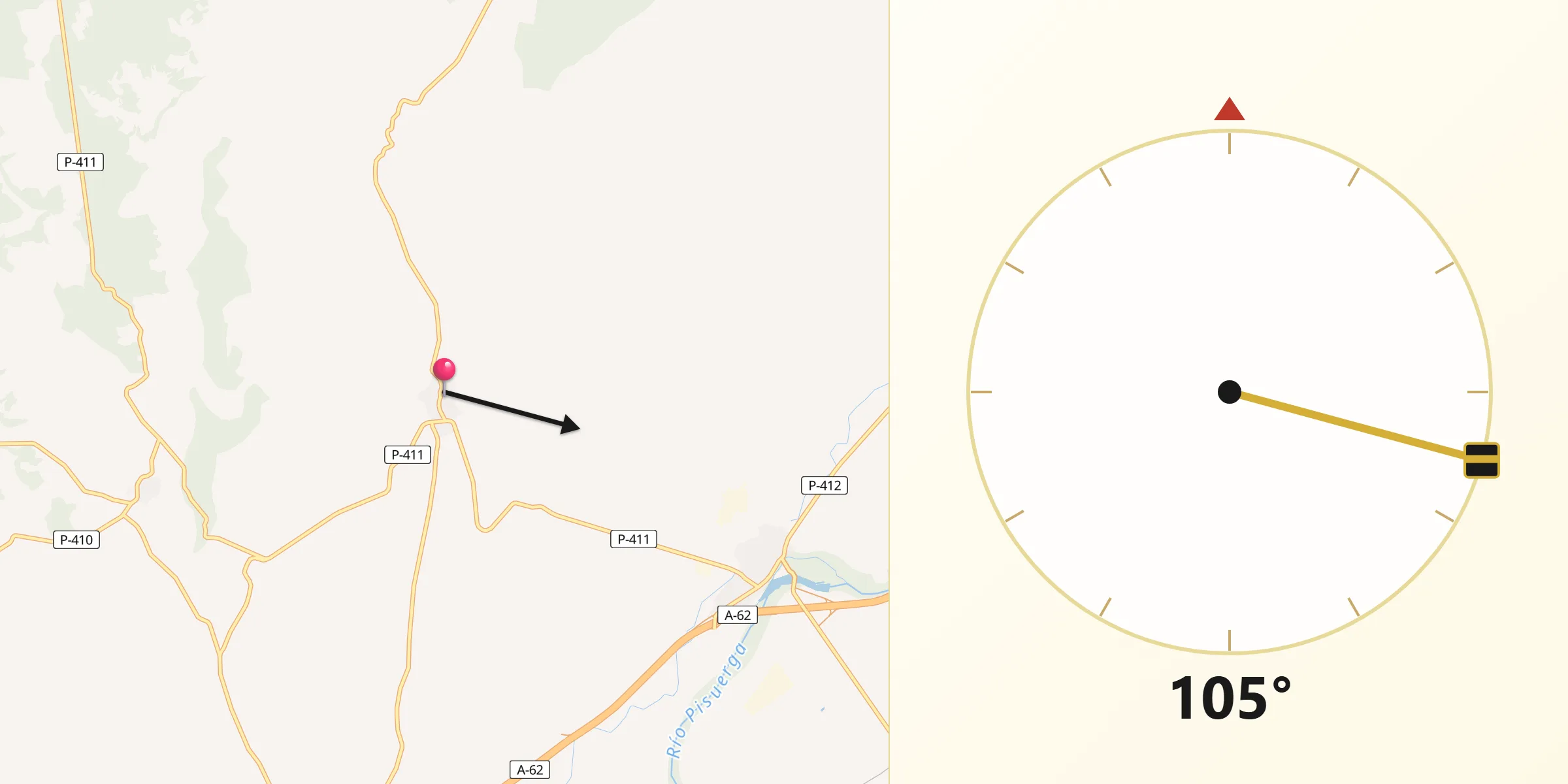 Dirección de la Qibla desde Villamediana