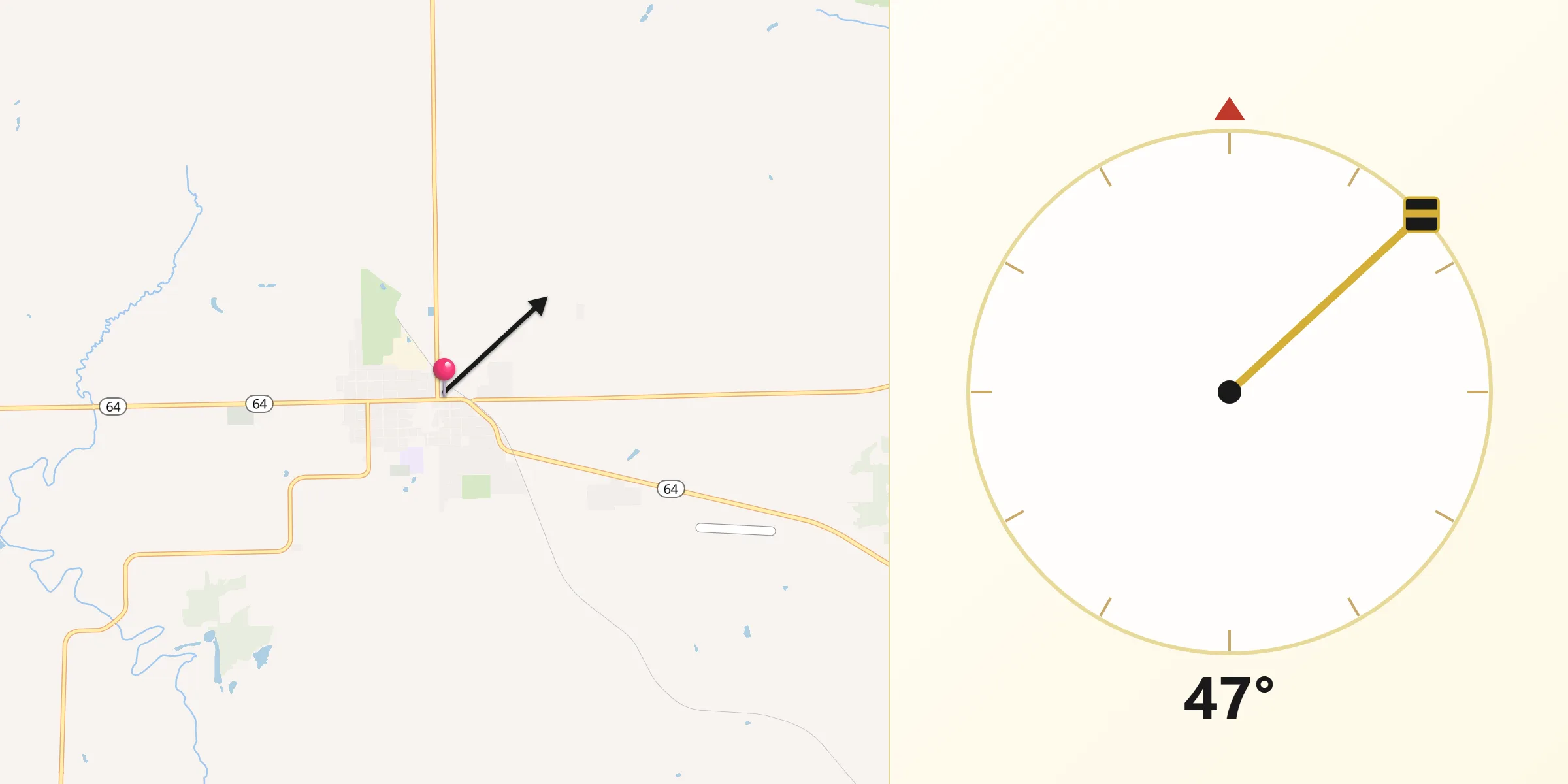 Qibla Direction from Mount Morris