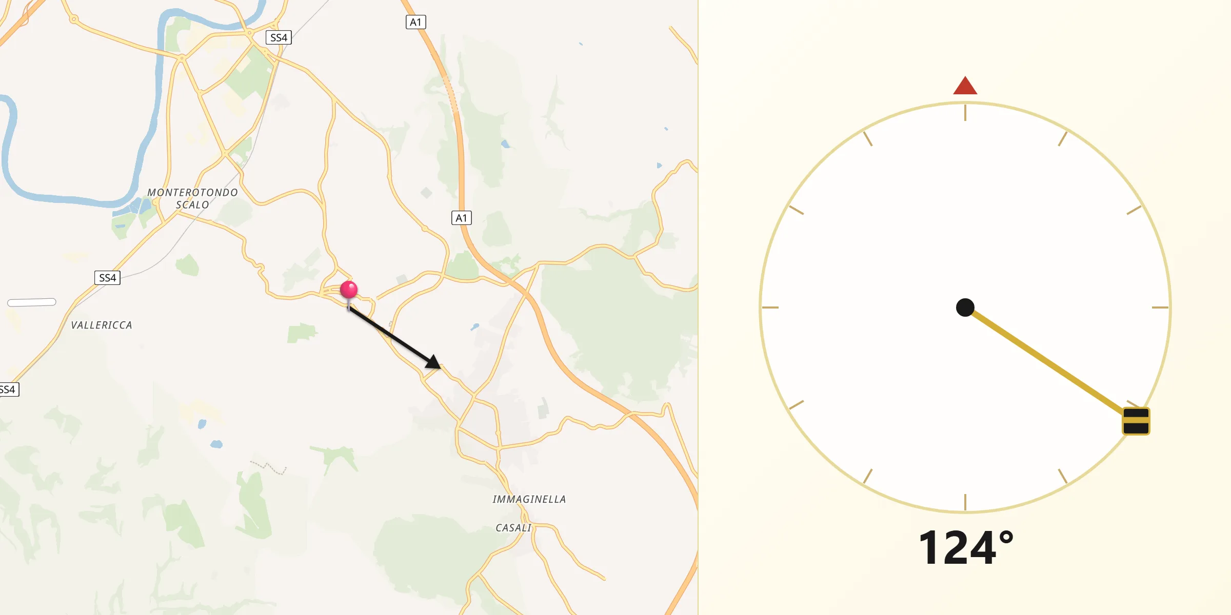Direzione della Qibla da Monterotondo
