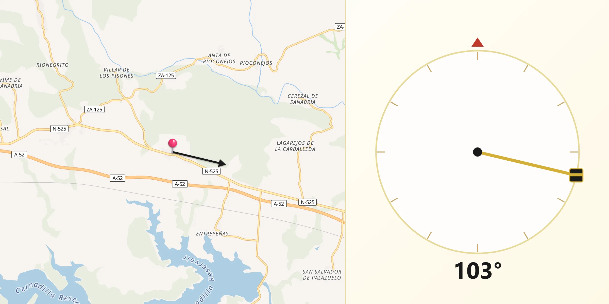 Dirección de la Qibla desde Asturianos