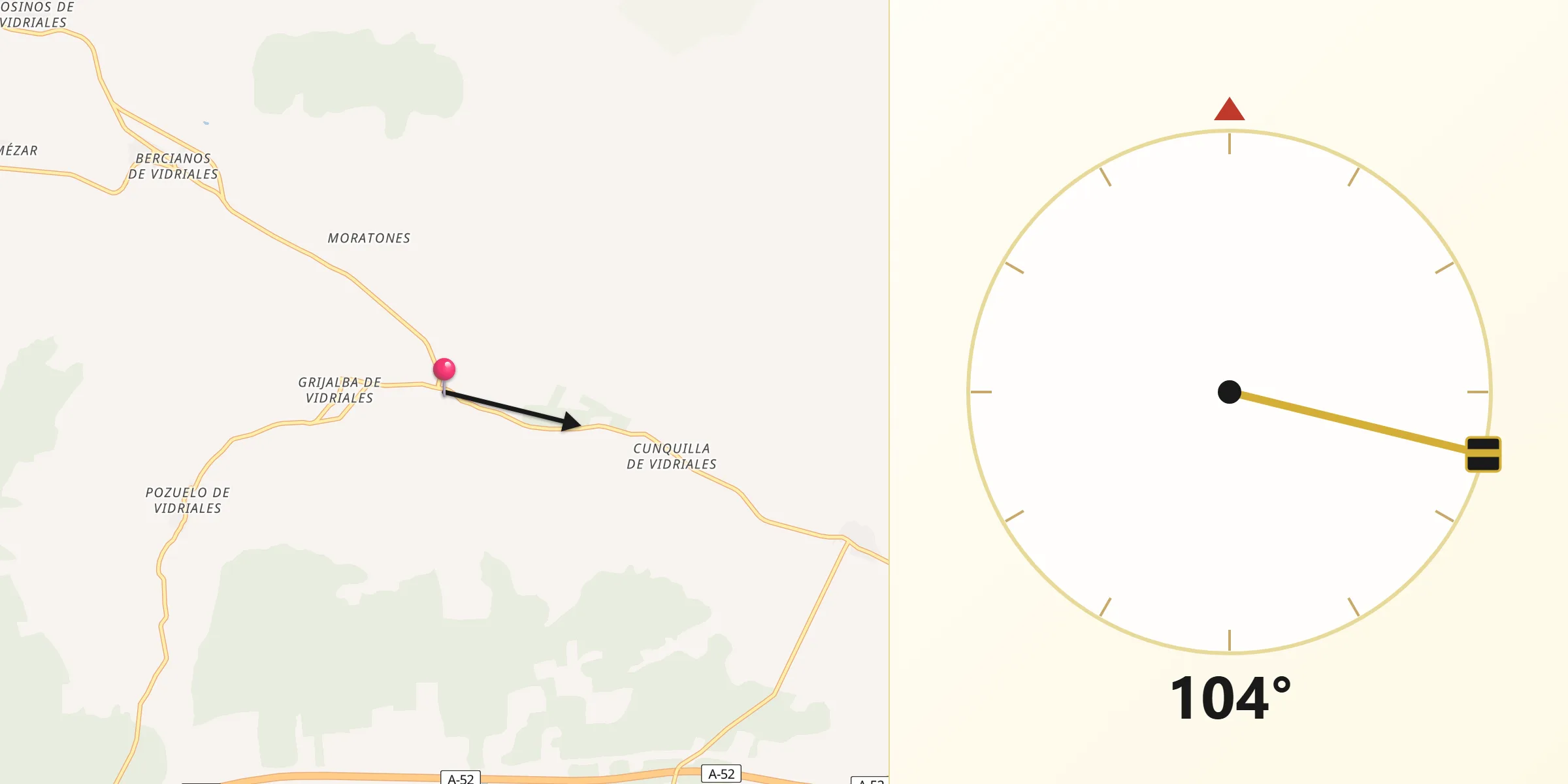Dirección de la Qibla desde Granucillo