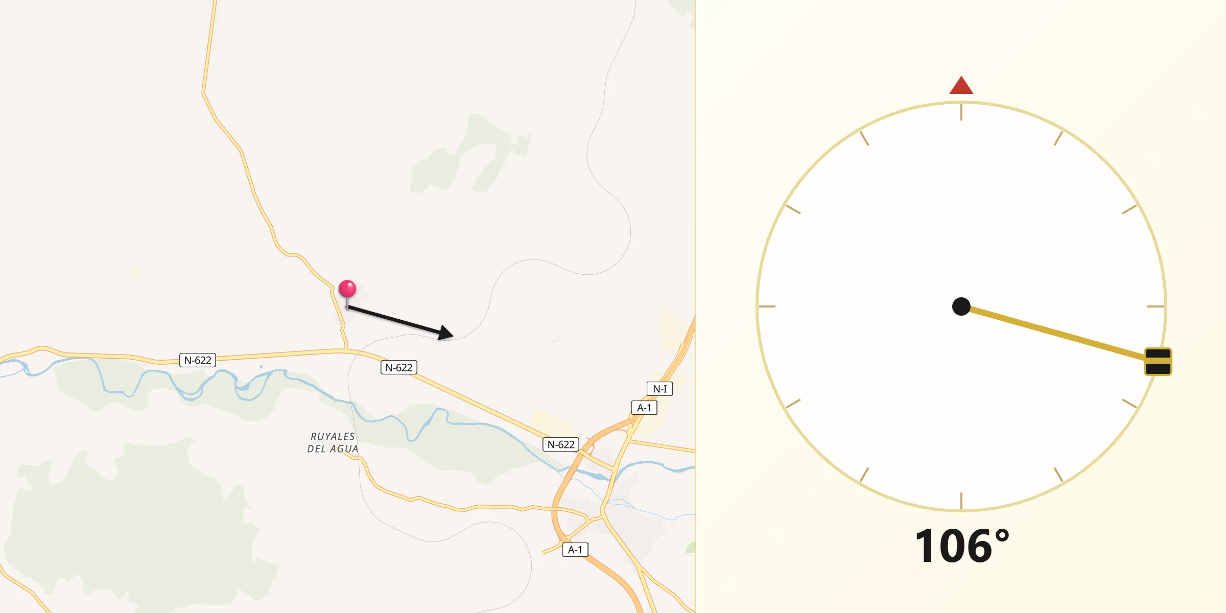 Dirección de la Qibla desde Santa Cecilia