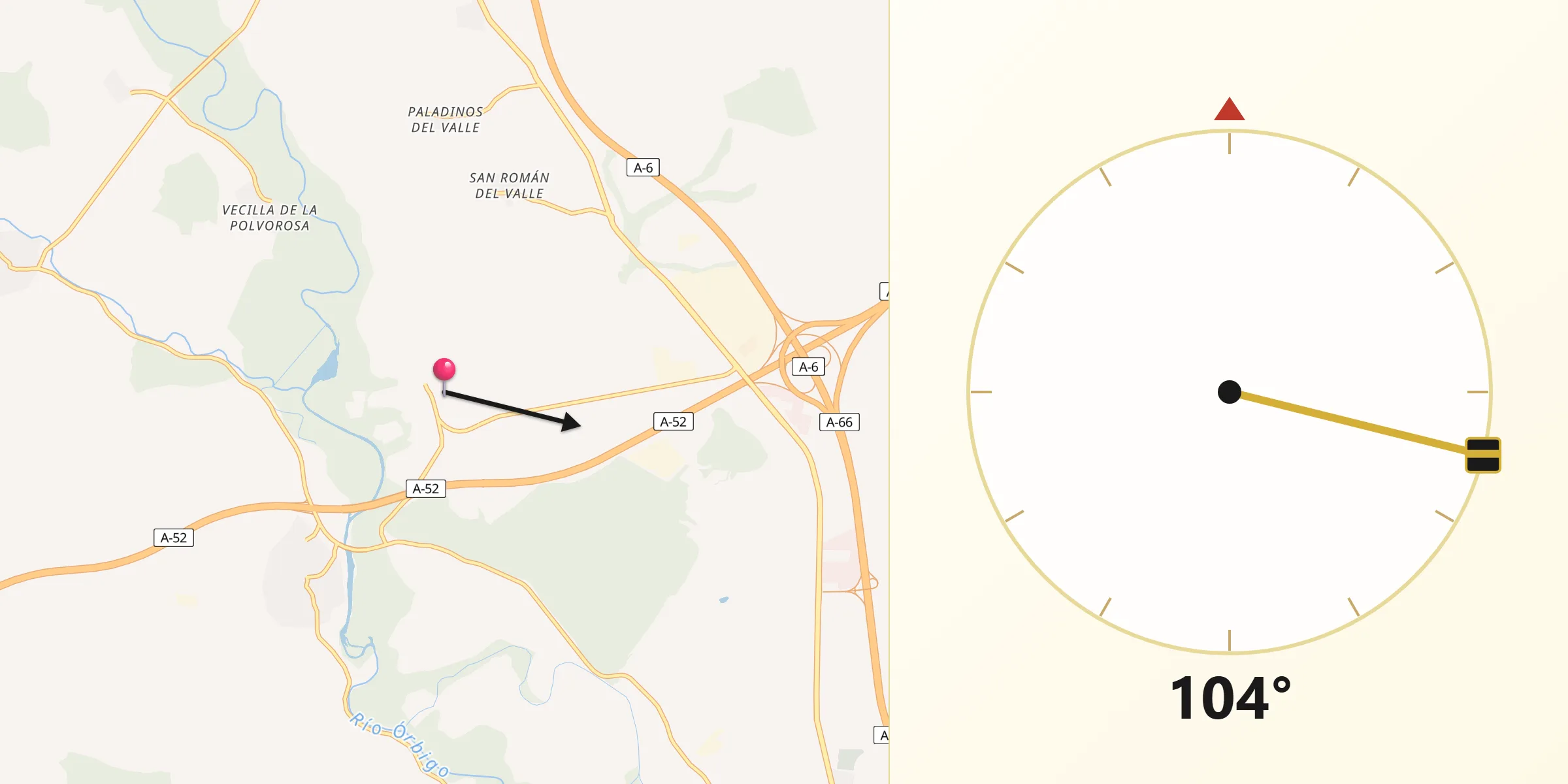 Dirección de la Qibla desde Villabrázaro
