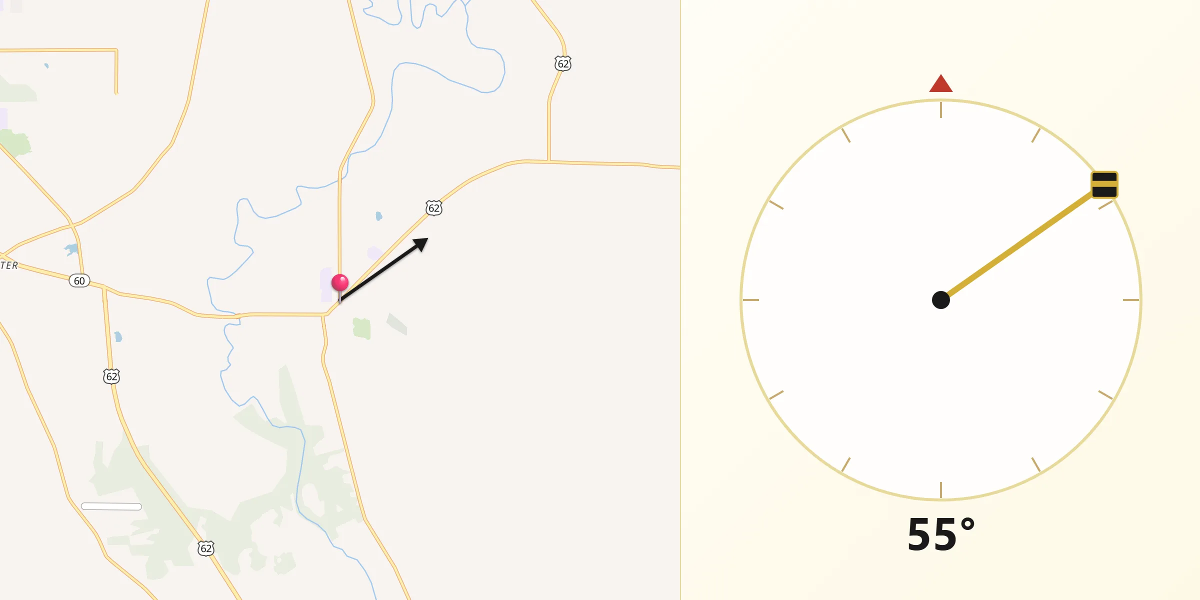 Qibla Direction from Frewsburg