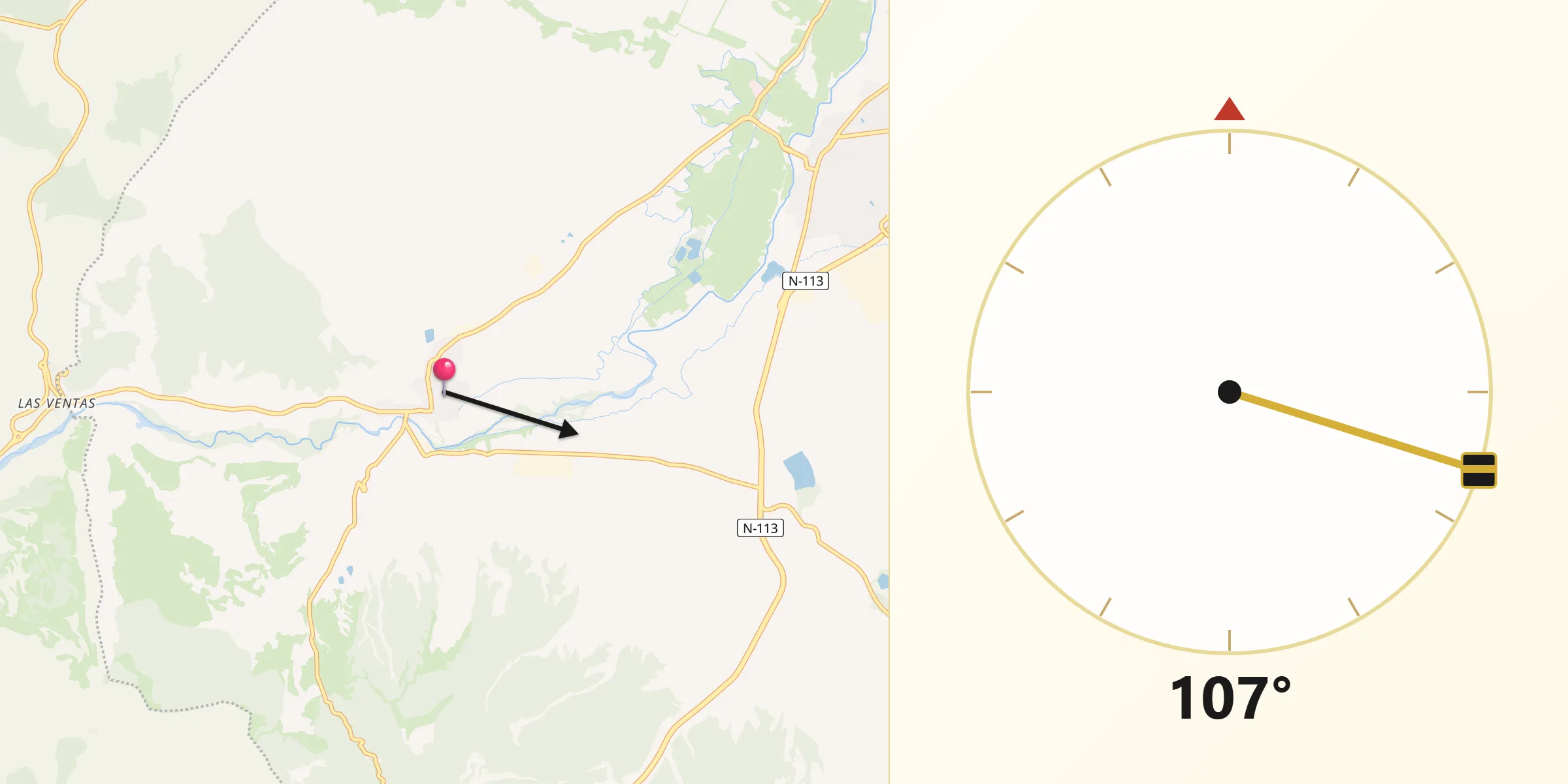 Dirección de la Qibla desde Fitero