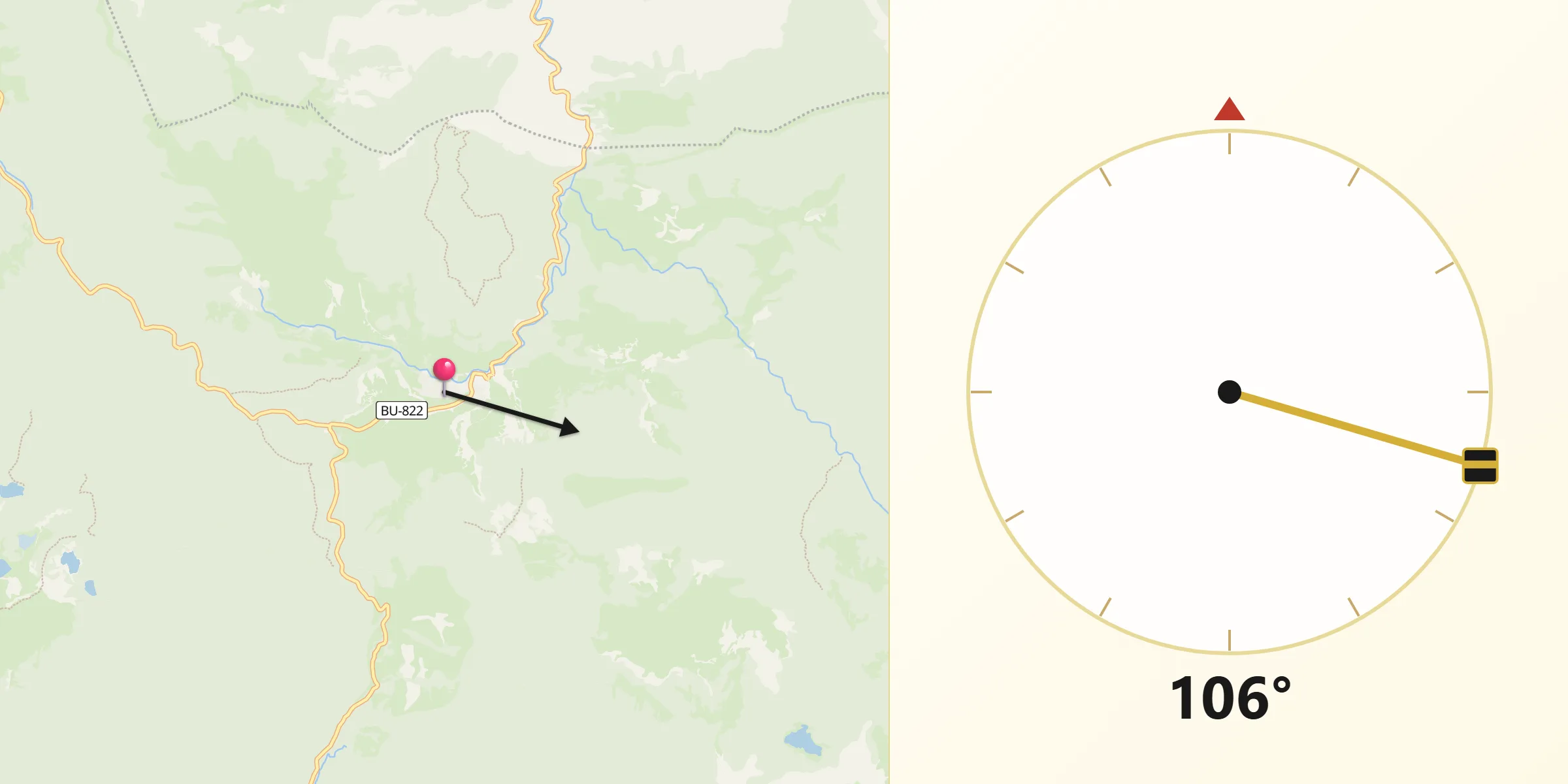 Dirección de la Qibla desde Neila