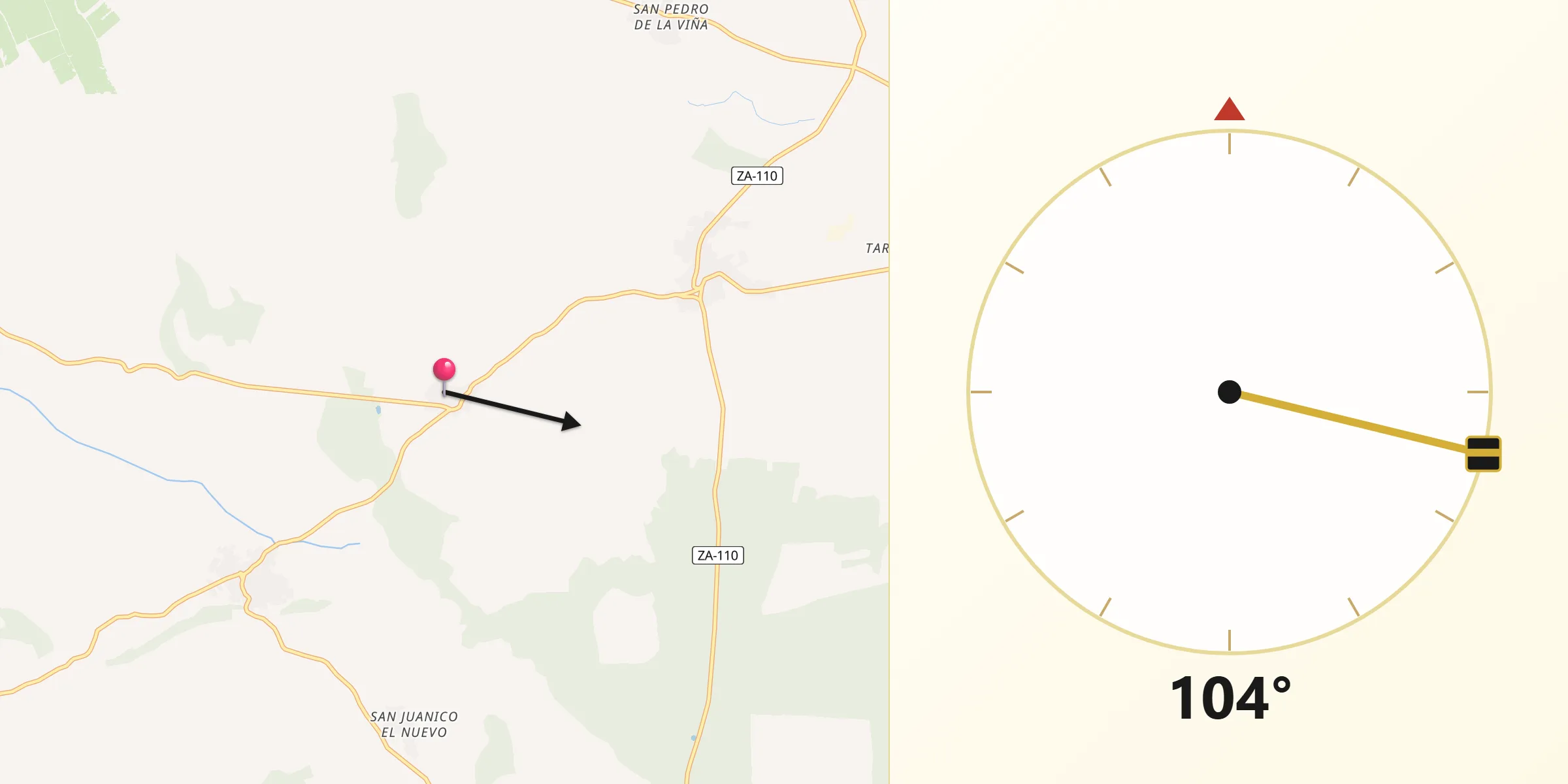 Dirección de la Qibla desde Brime de Sog
