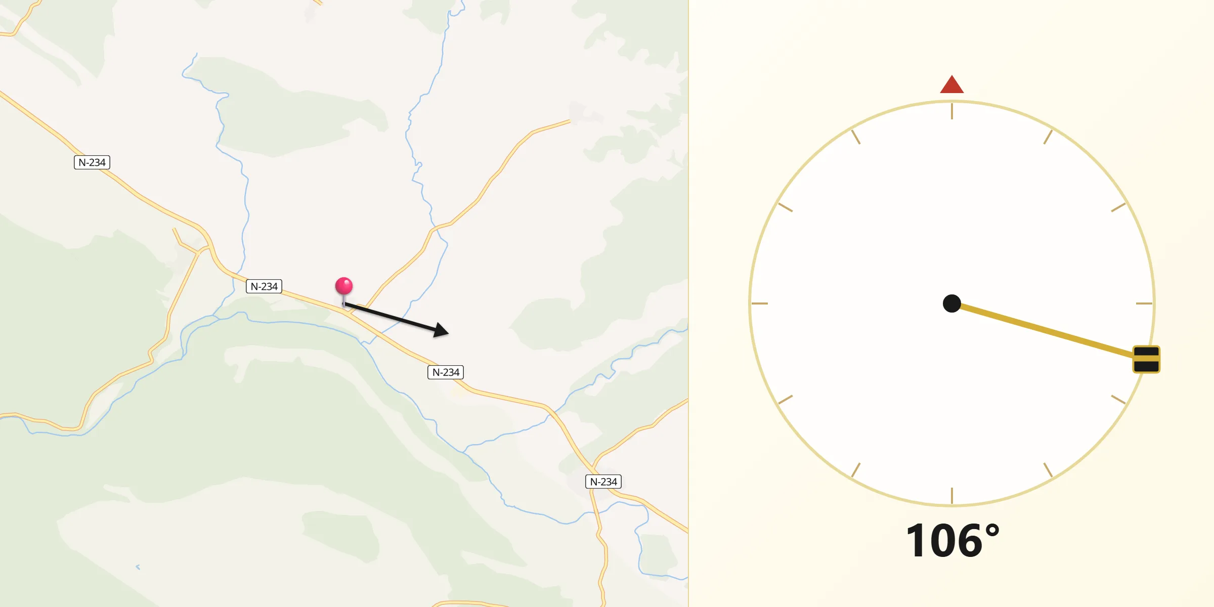 Dirección de la Qibla desde Cascajares de la Sierra