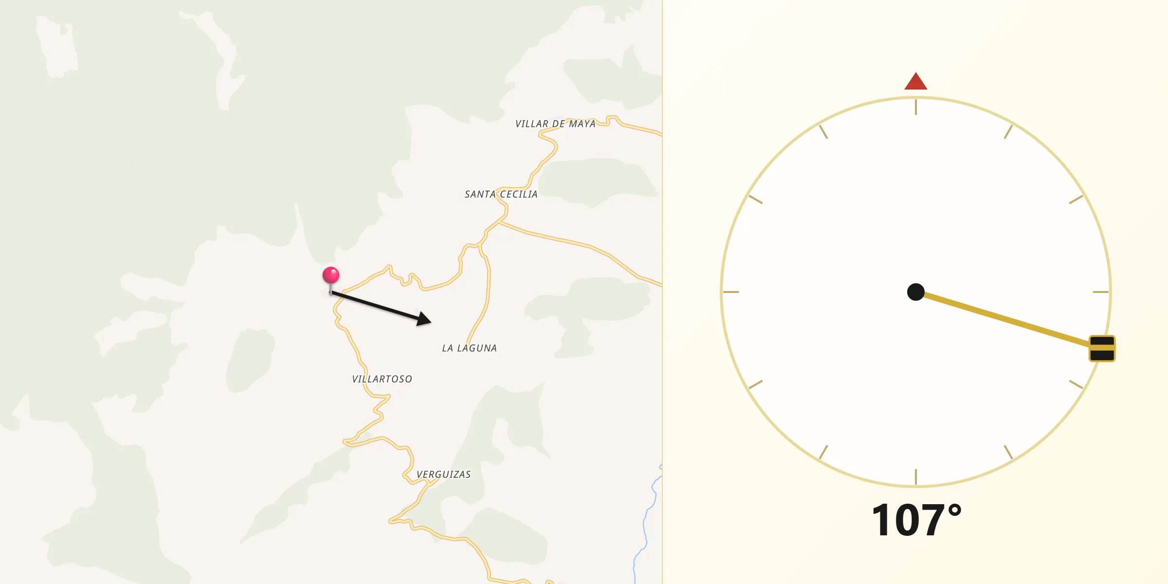 Dirección de la Qibla desde Santa Cruz de Yanguas