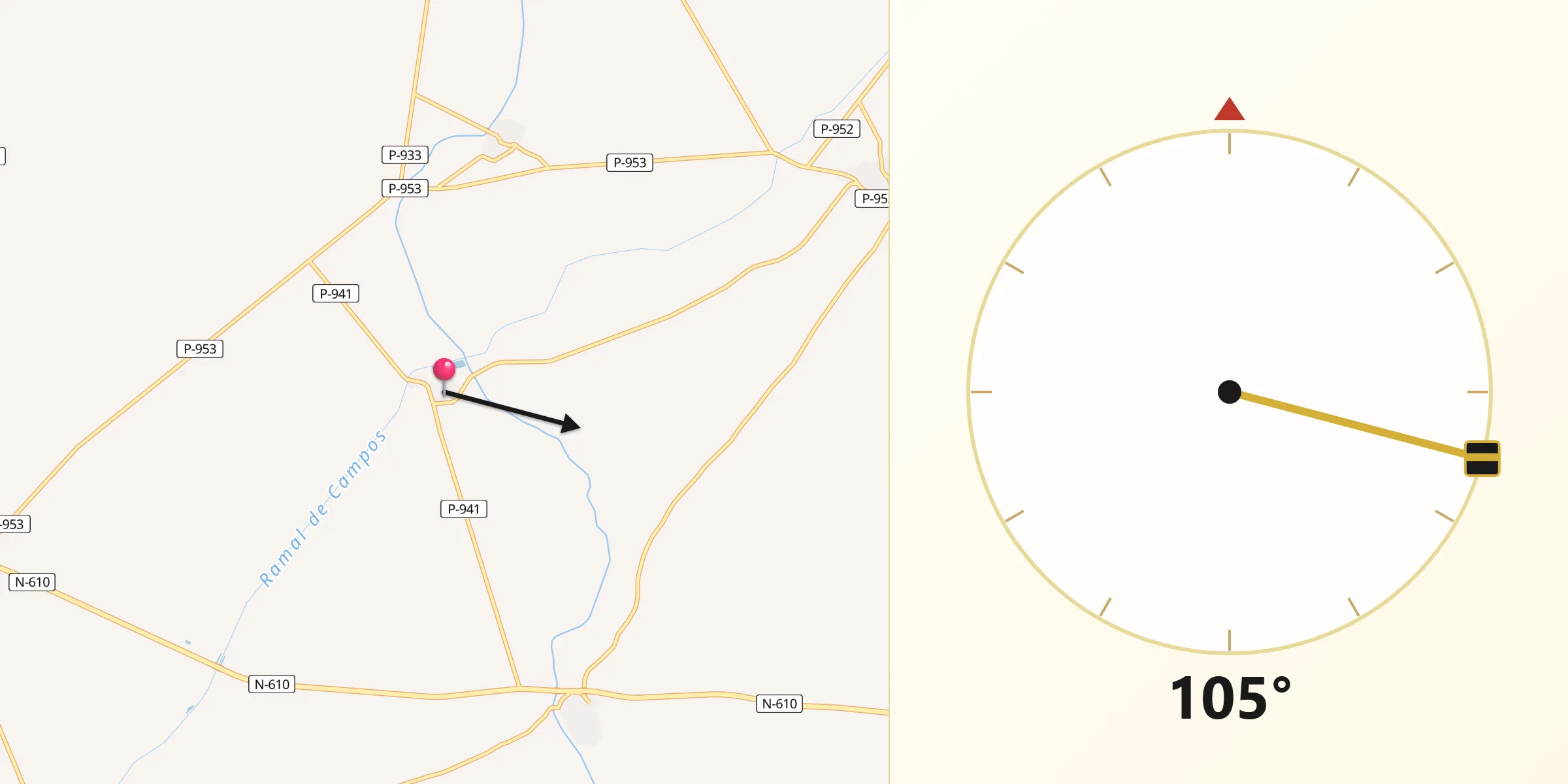 Dirección de la Qibla desde Abarca de Campos