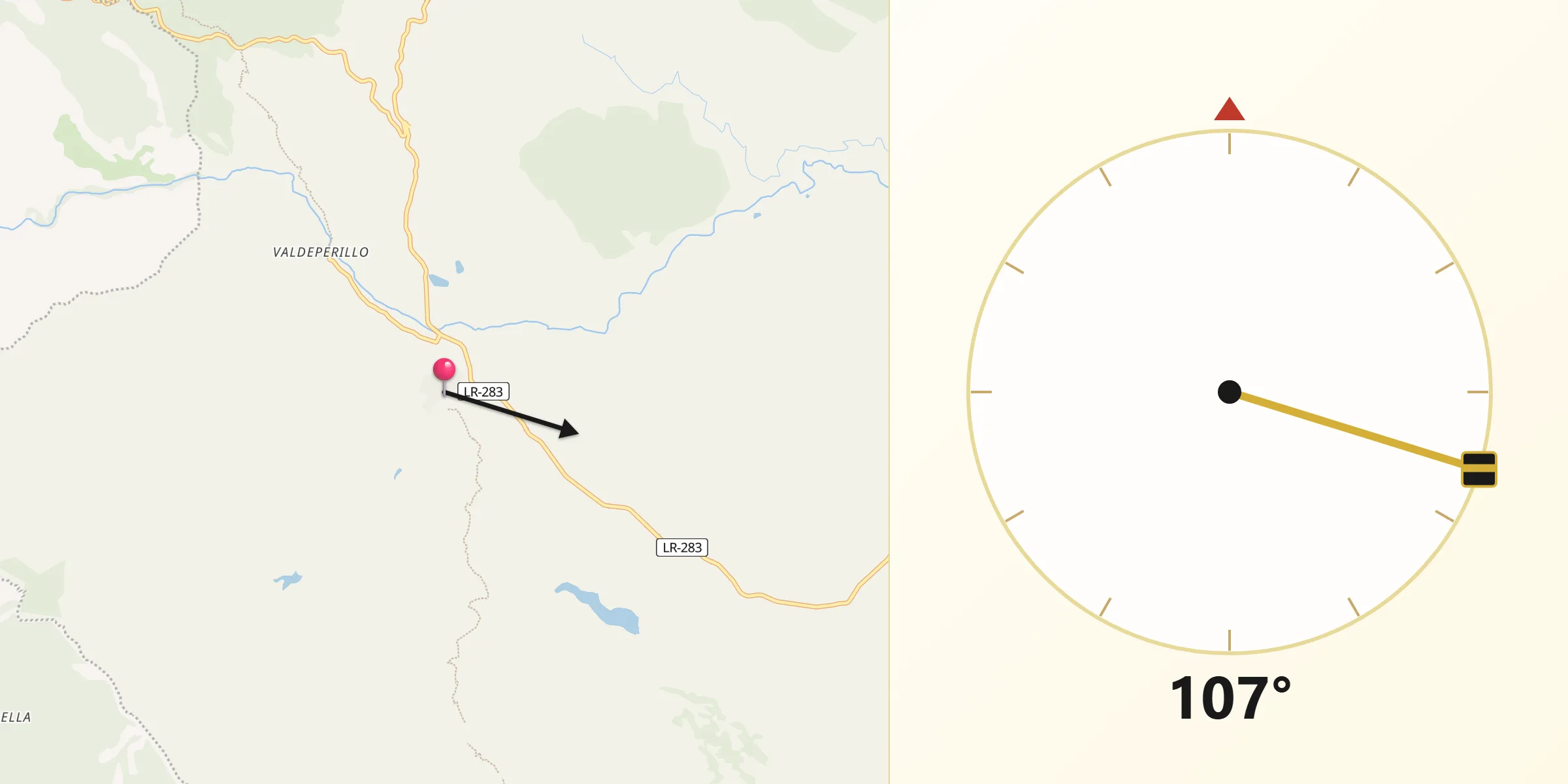 Dirección de la Qibla desde Cornago