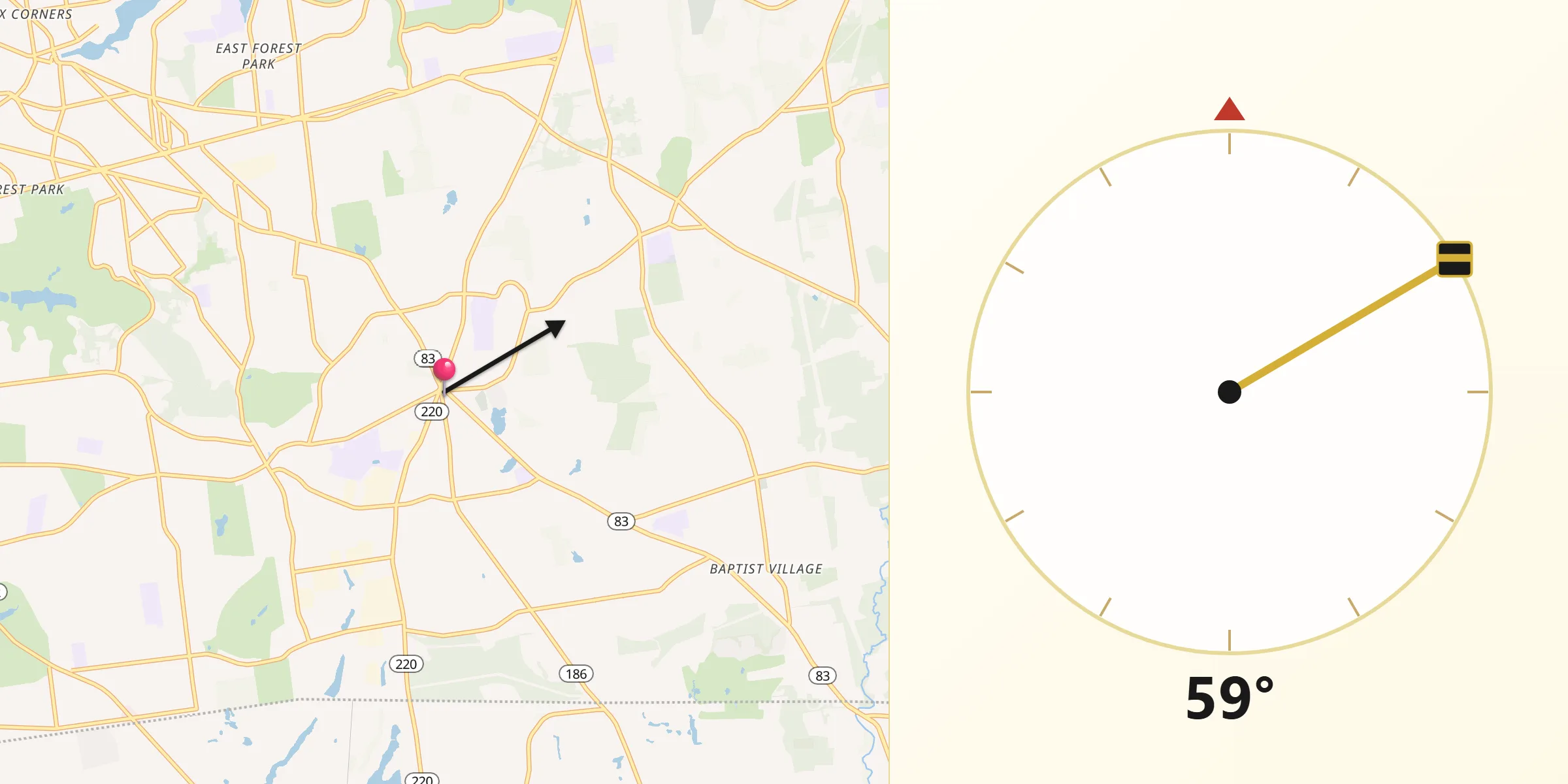 Qibla Direction from East Longmeadow