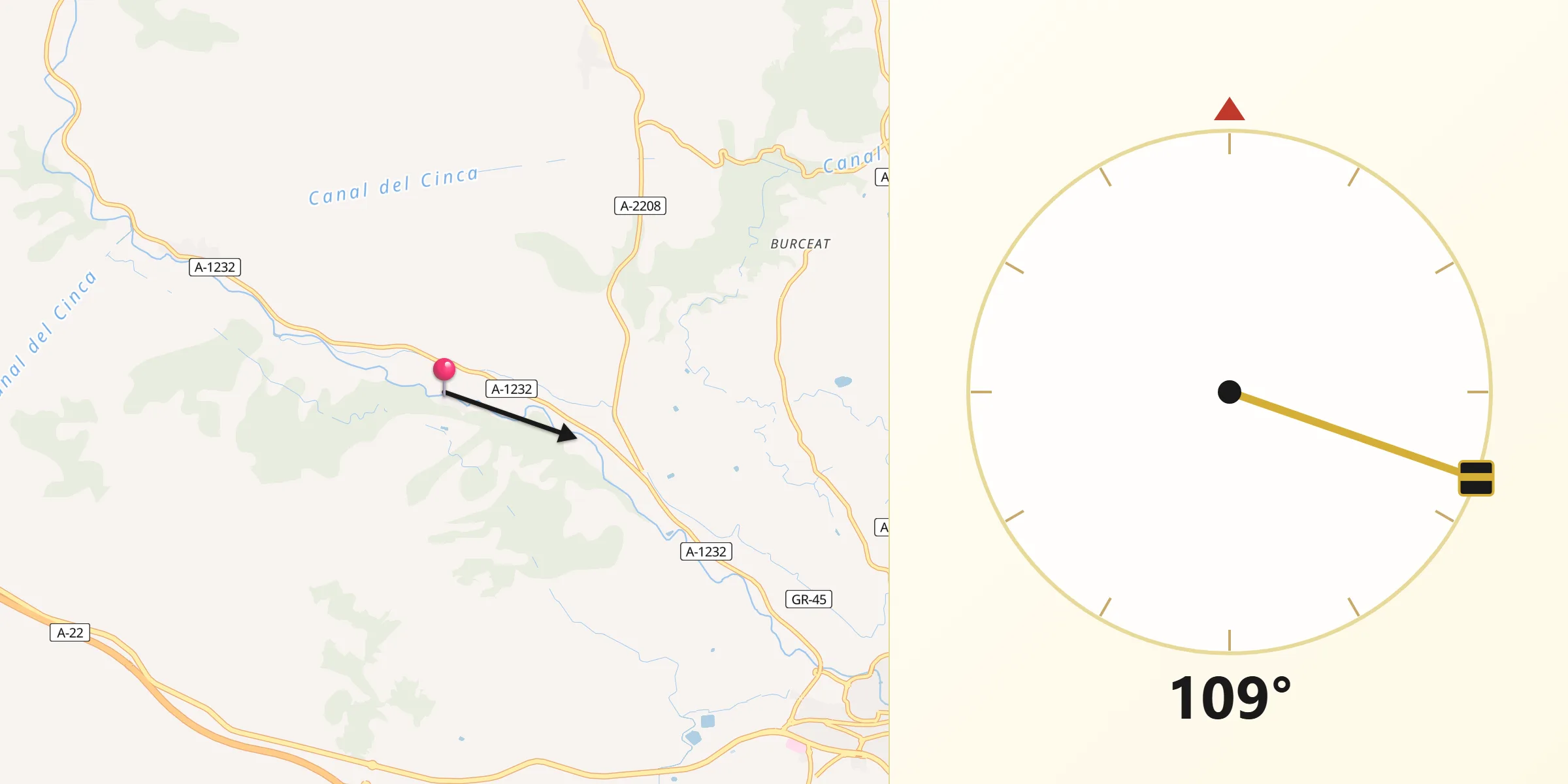 Dirección de la Qibla desde Castillazuelo