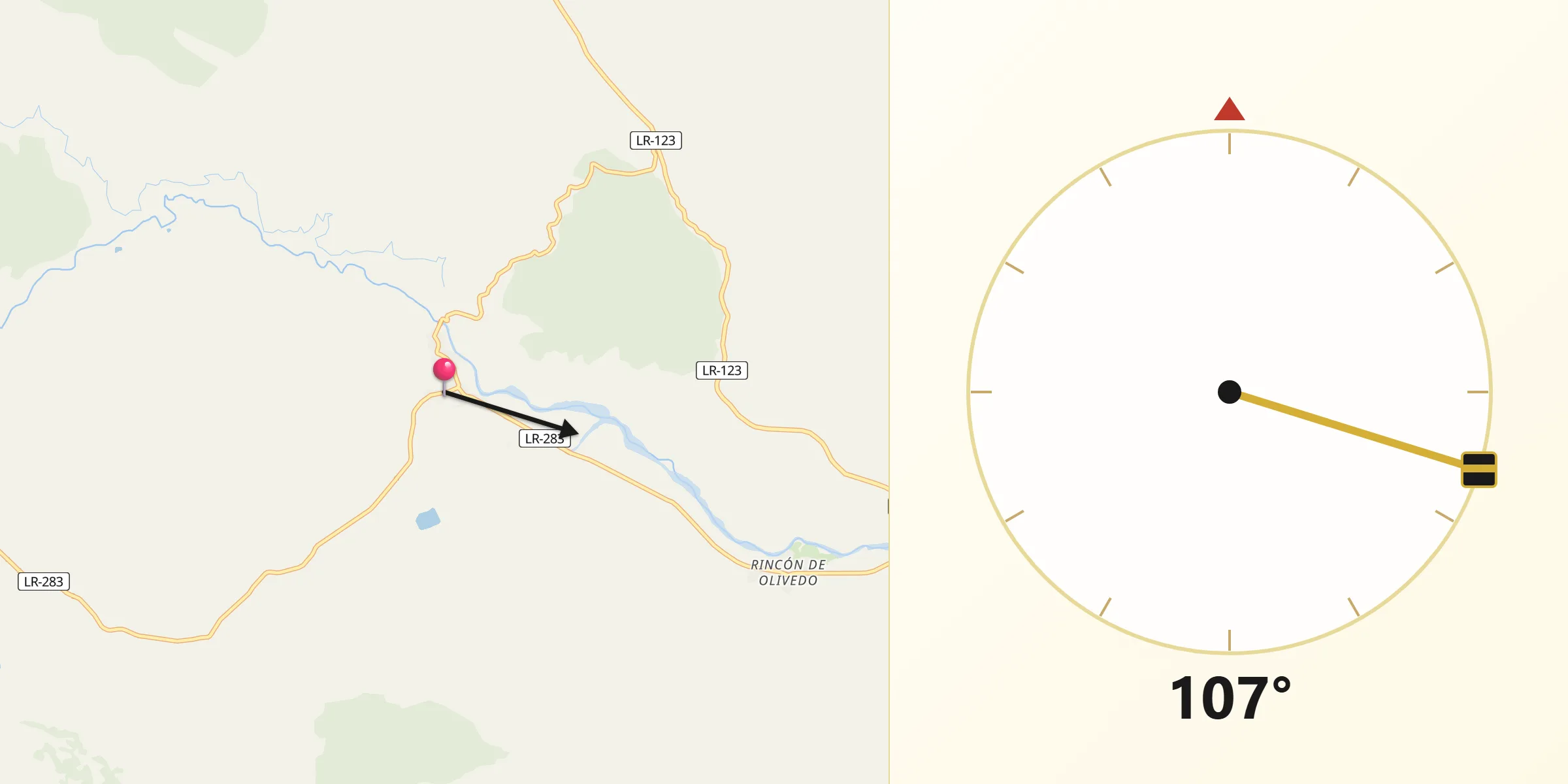Dirección de la Qibla desde Igea