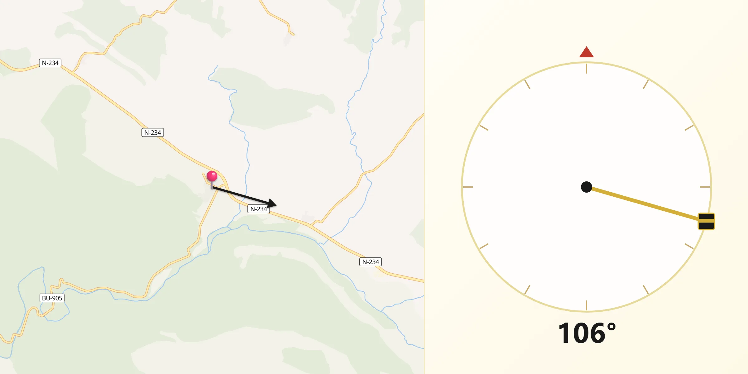 Dirección de la Qibla desde Hortigüela
