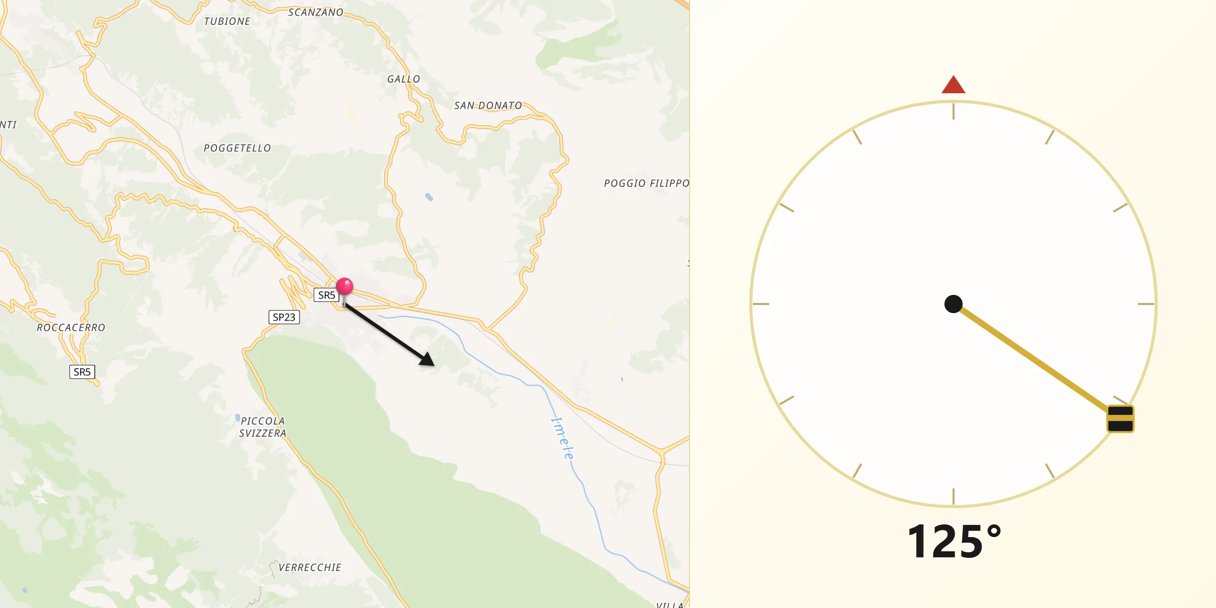 Direzione della Qibla da Tagliacozzo