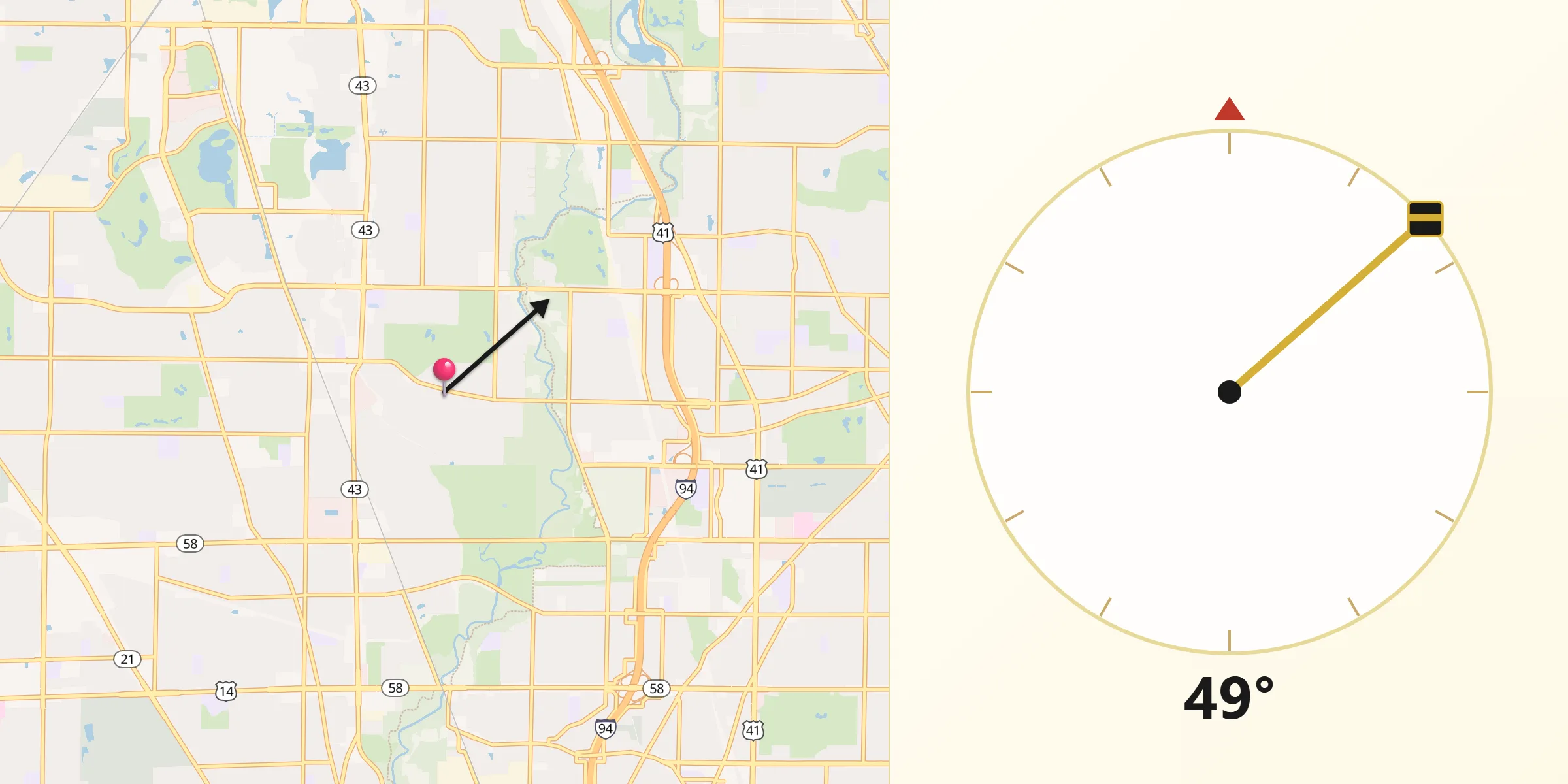 Qibla Direction from Glenview