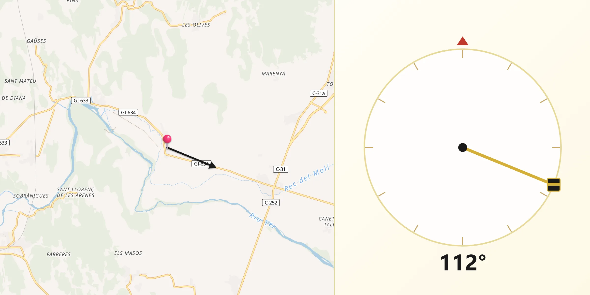 Dirección de la Qibla desde Jafre
