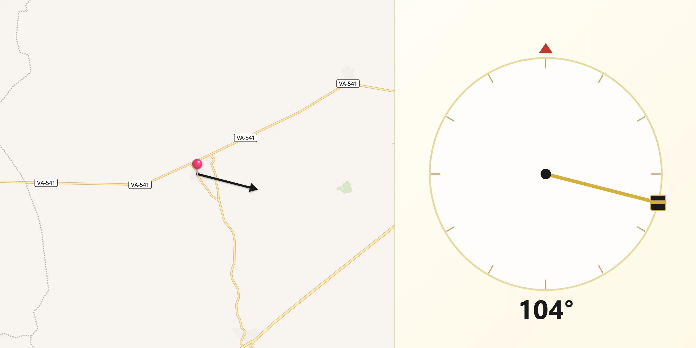 Dirección de la Qibla desde La Unión de Campos