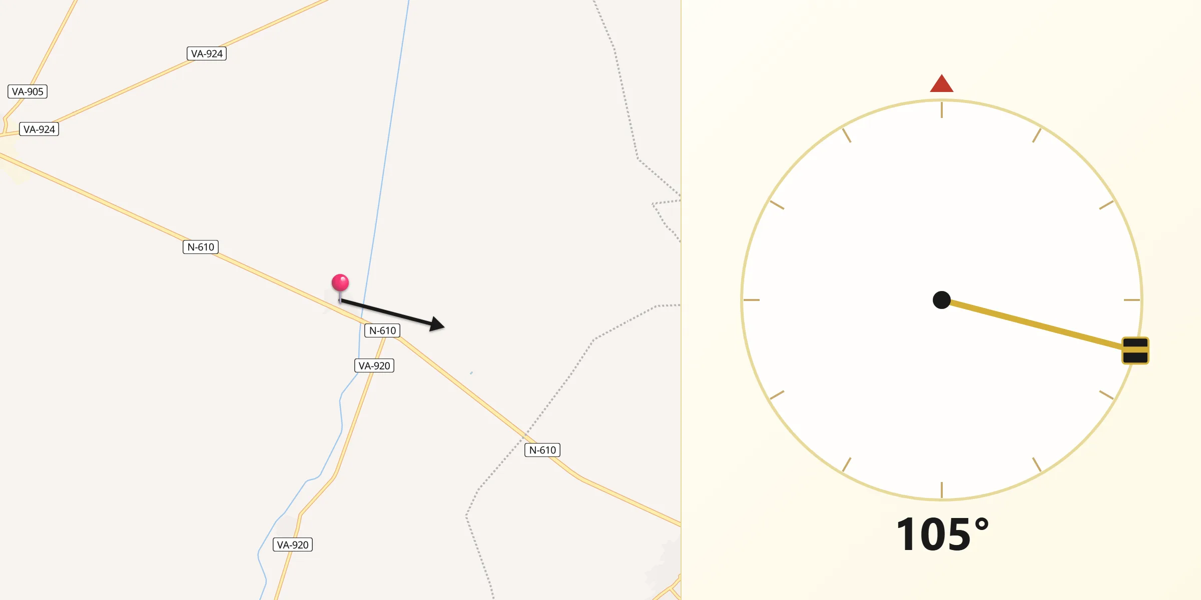 Dirección de la Qibla desde Villafrades de Campos