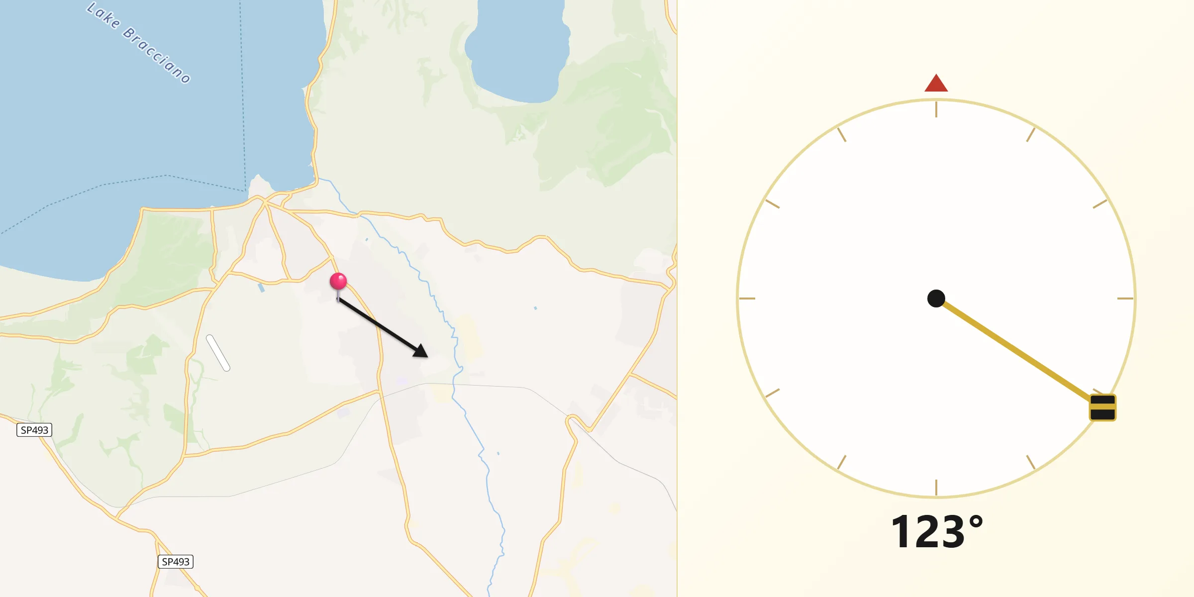 Direzione della Qibla da Anguillara Sabazia