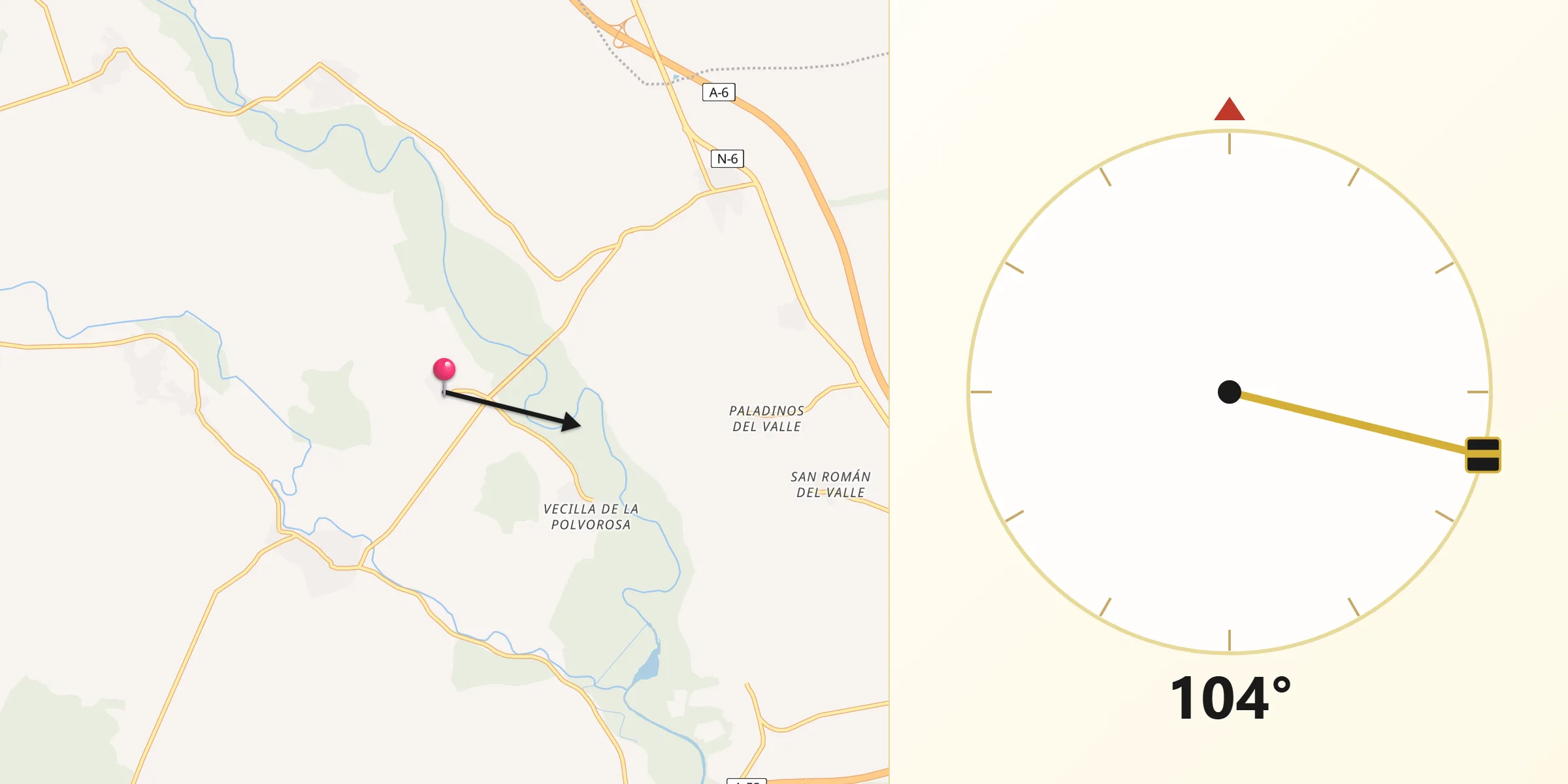 Dirección de la Qibla desde Fresno de la Polvorosa