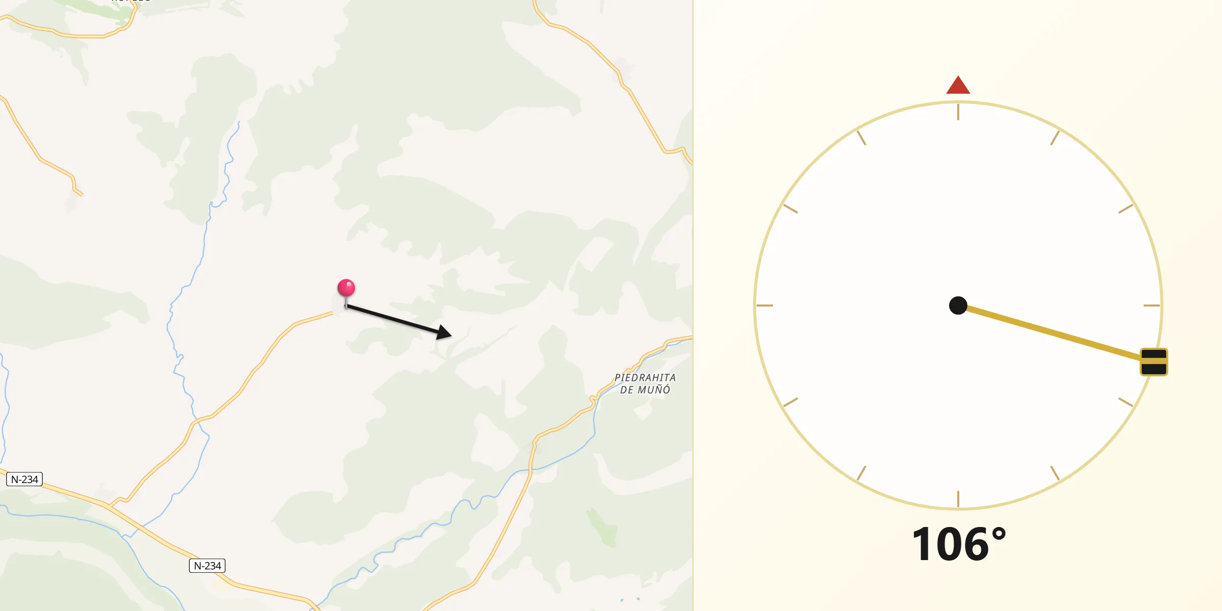 Dirección de la Qibla desde Jaramillo Quemado