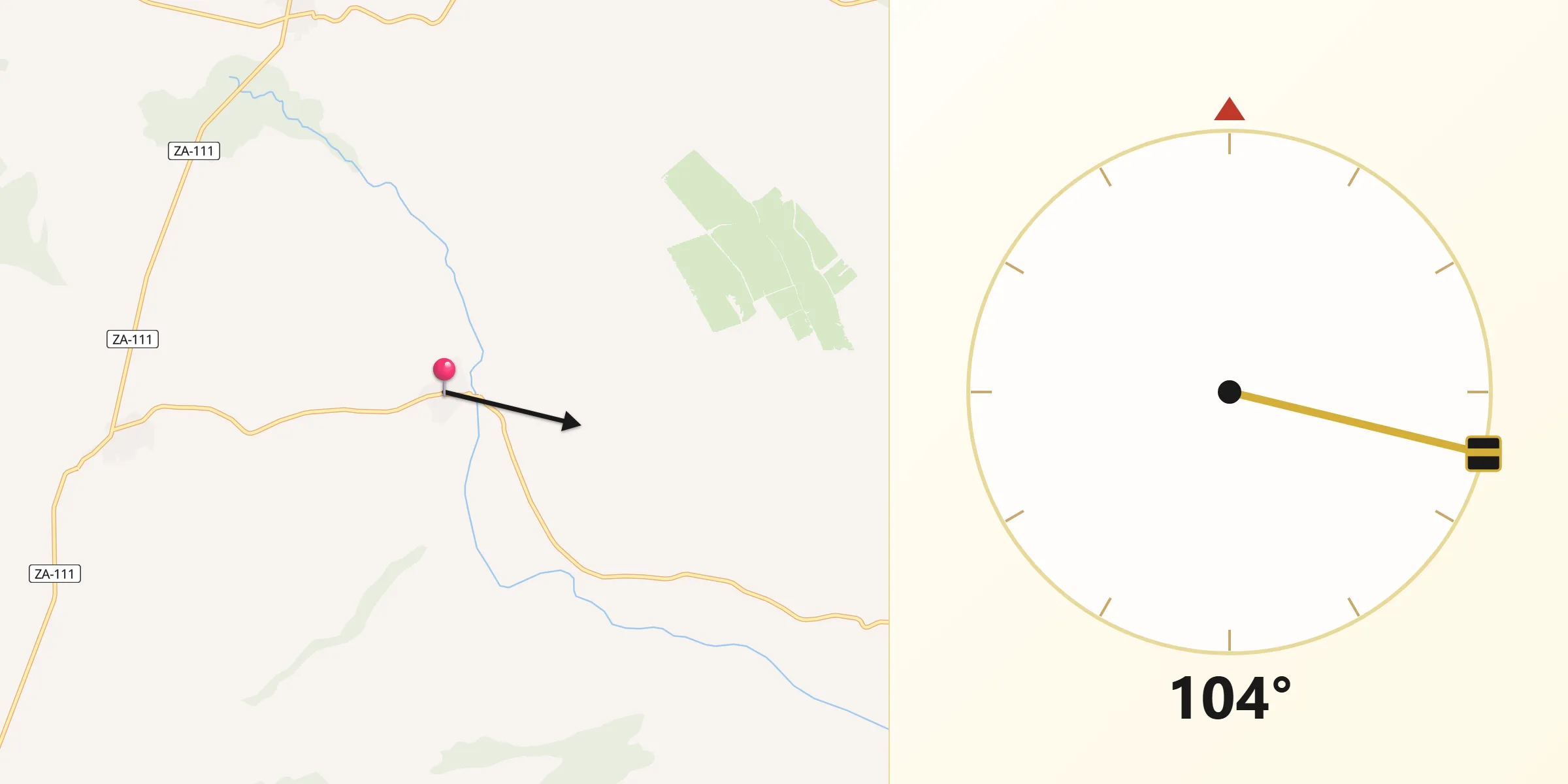 Dirección de la Qibla desde Uña de Quintana