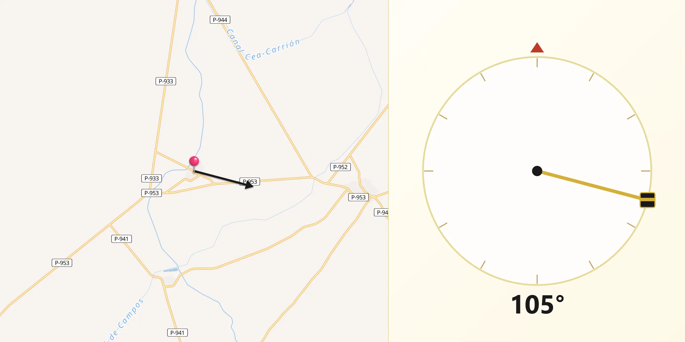 Dirección de la Qibla desde Autillo de Campos